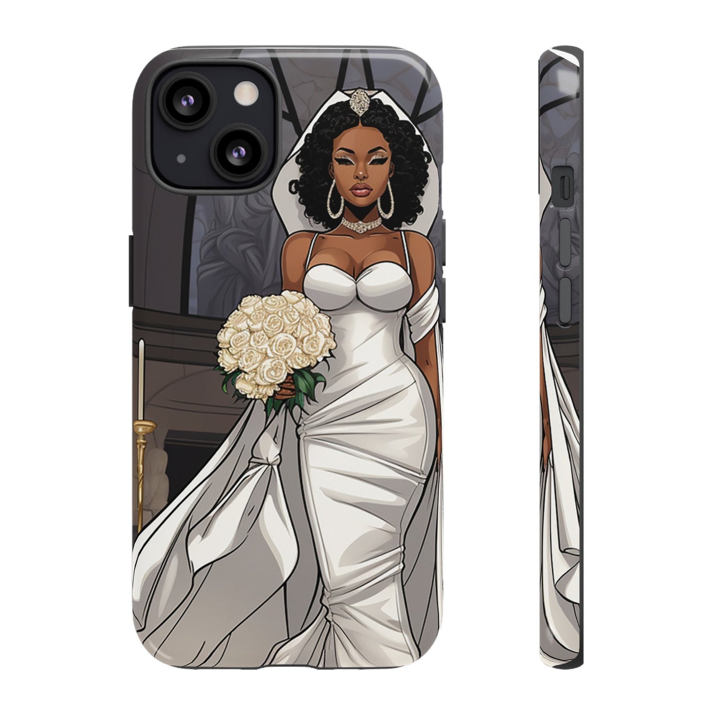 iPhone 13, iPhone 13 Pro, iPhone 13 Mini, iPhone 13 Pro Max Tough Cases African American Bride Black bride wedding Dress Wedding Gown