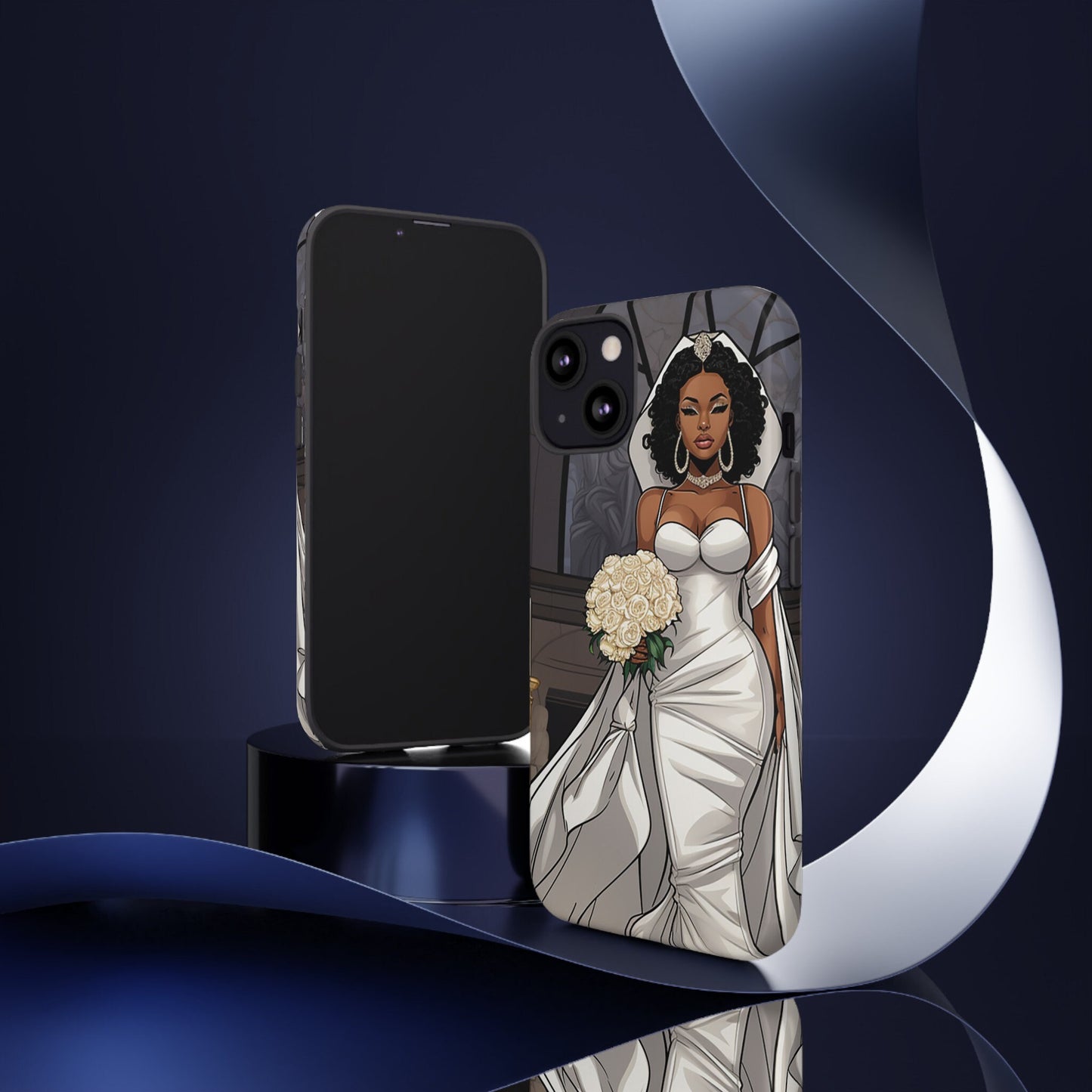 iPhone 13, iPhone 13 Pro, iPhone 13 Mini, iPhone 13 Pro Max Tough Cases African American Bride Black bride wedding Dress Wedding Gown