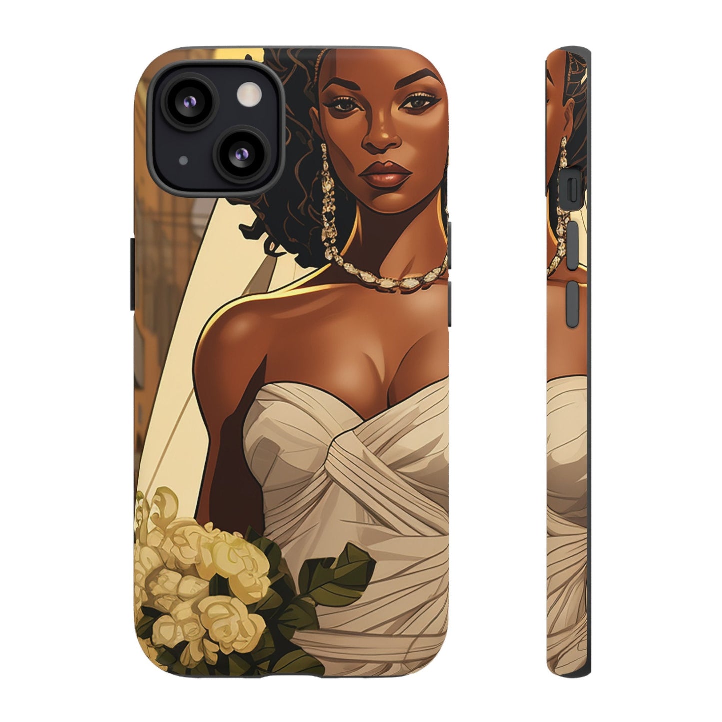 iPhone 13, iPhone 13 Pro, iPhone 13 Mini, iPhone 13 Pro Max Tough Cases African American Bride Black bride wedding Dress Wedding Gown