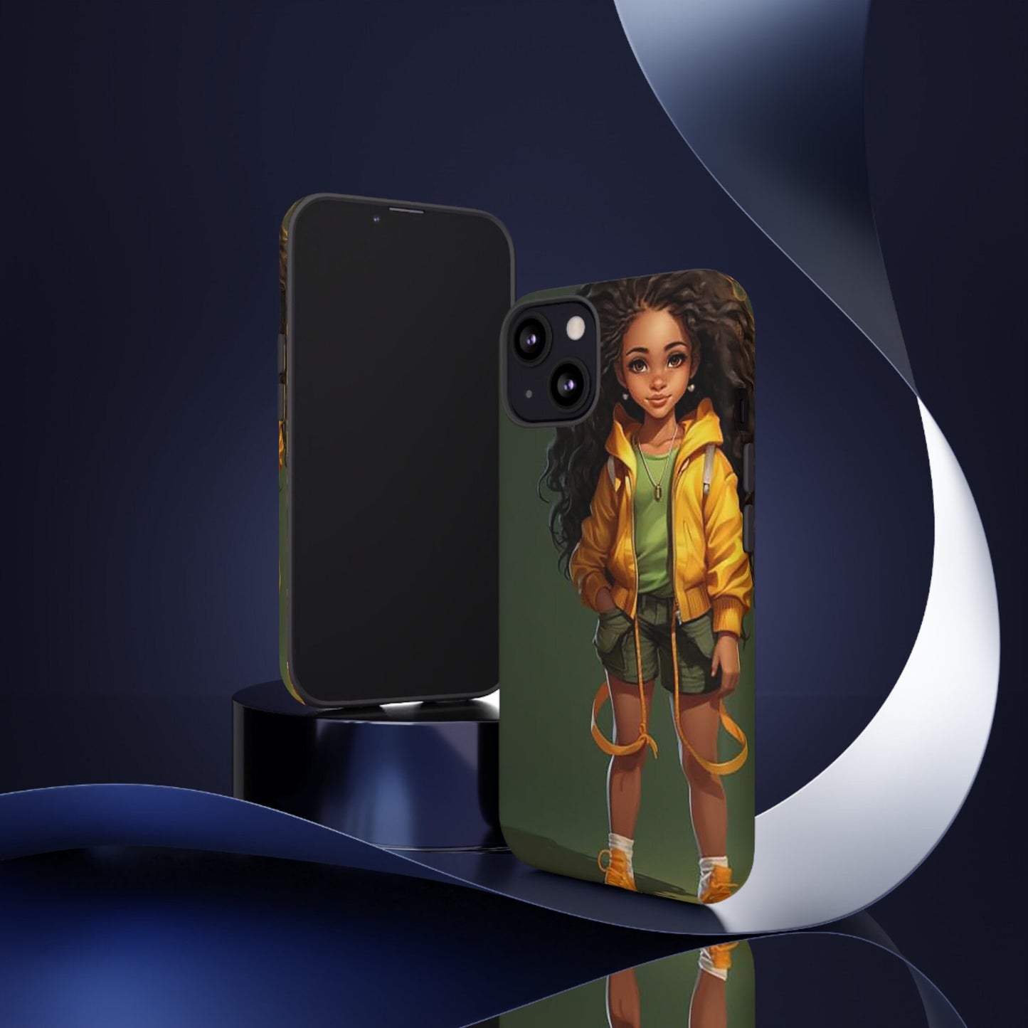 iPhone 13, iPhone 13 Pro, iPhone 13 Mini, iPhone 13 Pro Max Tough Case African American Young Woman Black in Yellow Hoodie Yellow Sweatshirt