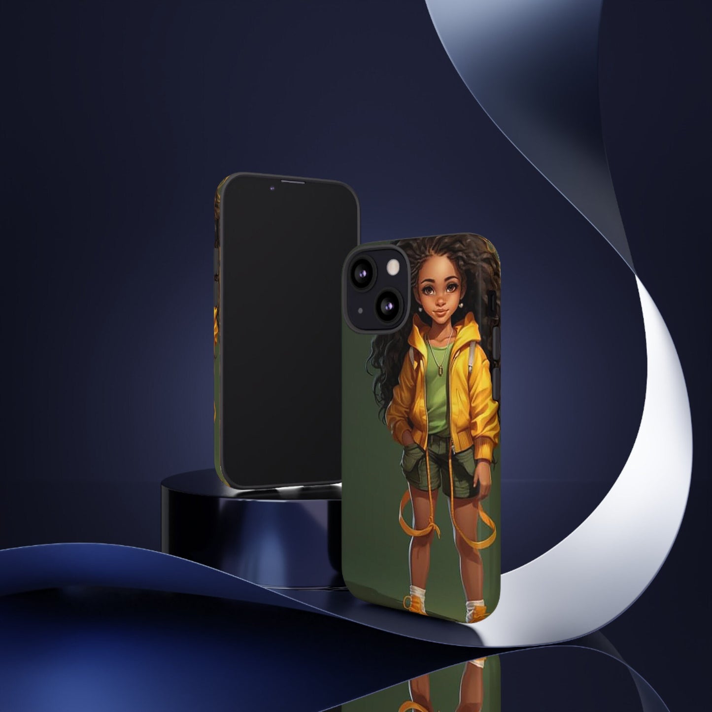 iPhone 13, iPhone 13 Pro, iPhone 13 Mini, iPhone 13 Pro Max Tough Case African American Young Woman Black in Yellow Hoodie Yellow Sweatshirt
