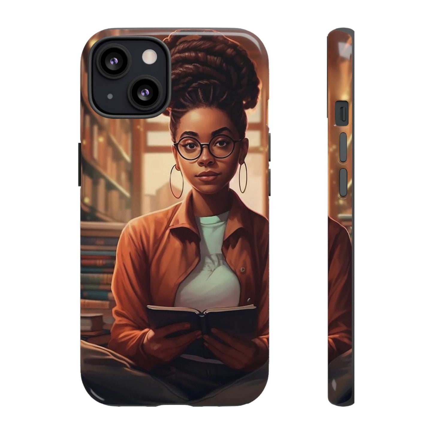 iPhone 13, iPhone 13 Pro, iPhone 13 Mini, iPhone 13 Pro Max Tough Cases African American Reader Woman Girl Book Dragon Power Reader