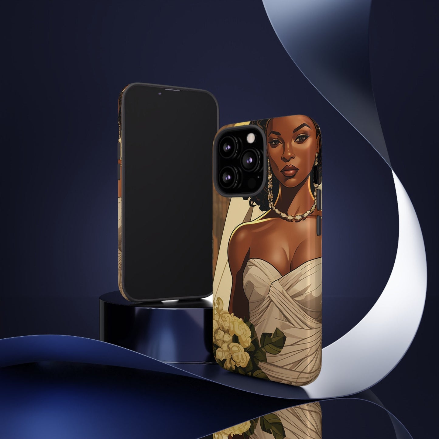 iPhone 13, iPhone 13 Pro, iPhone 13 Mini, iPhone 13 Pro Max Tough Cases African American Bride Black bride wedding Dress Wedding Gown