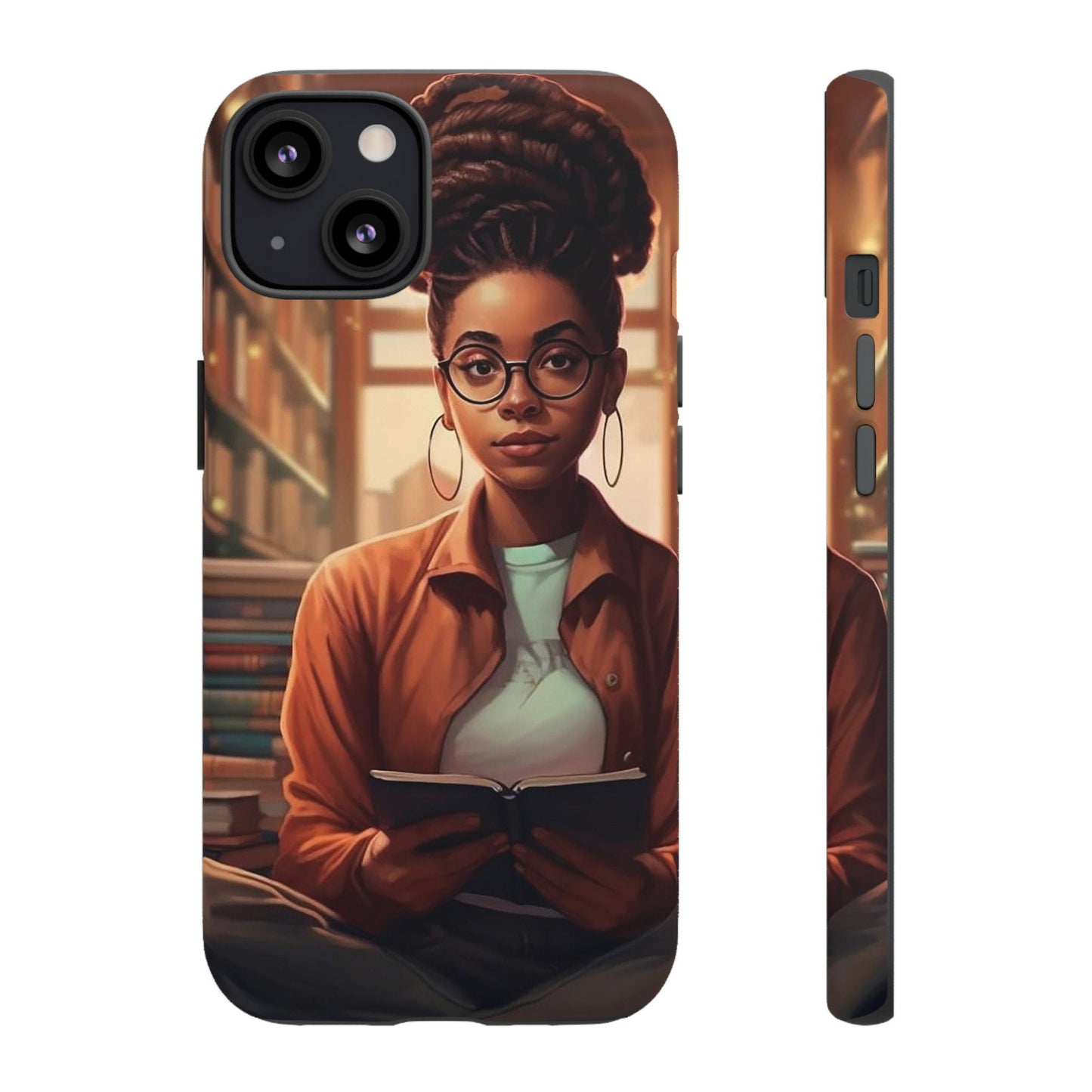 iPhone 13, iPhone 13 Pro, iPhone 13 Mini, iPhone 13 Pro Max Tough Cases African American Reader Woman Girl Book Dragon Power Reader