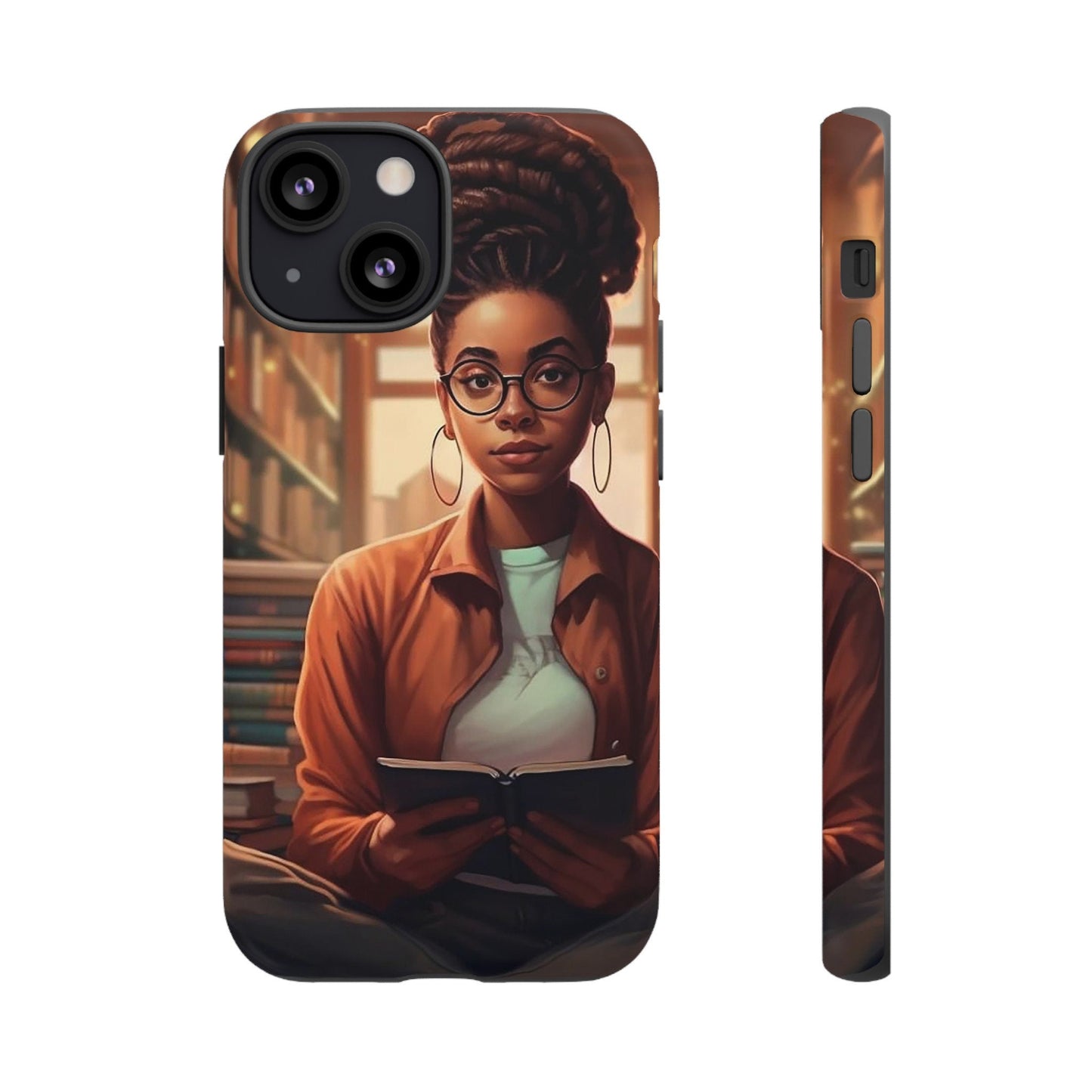 iPhone 13, iPhone 13 Pro, iPhone 13 Mini, iPhone 13 Pro Max Tough Cases African American Reader Woman Girl Book Dragon Power Reader