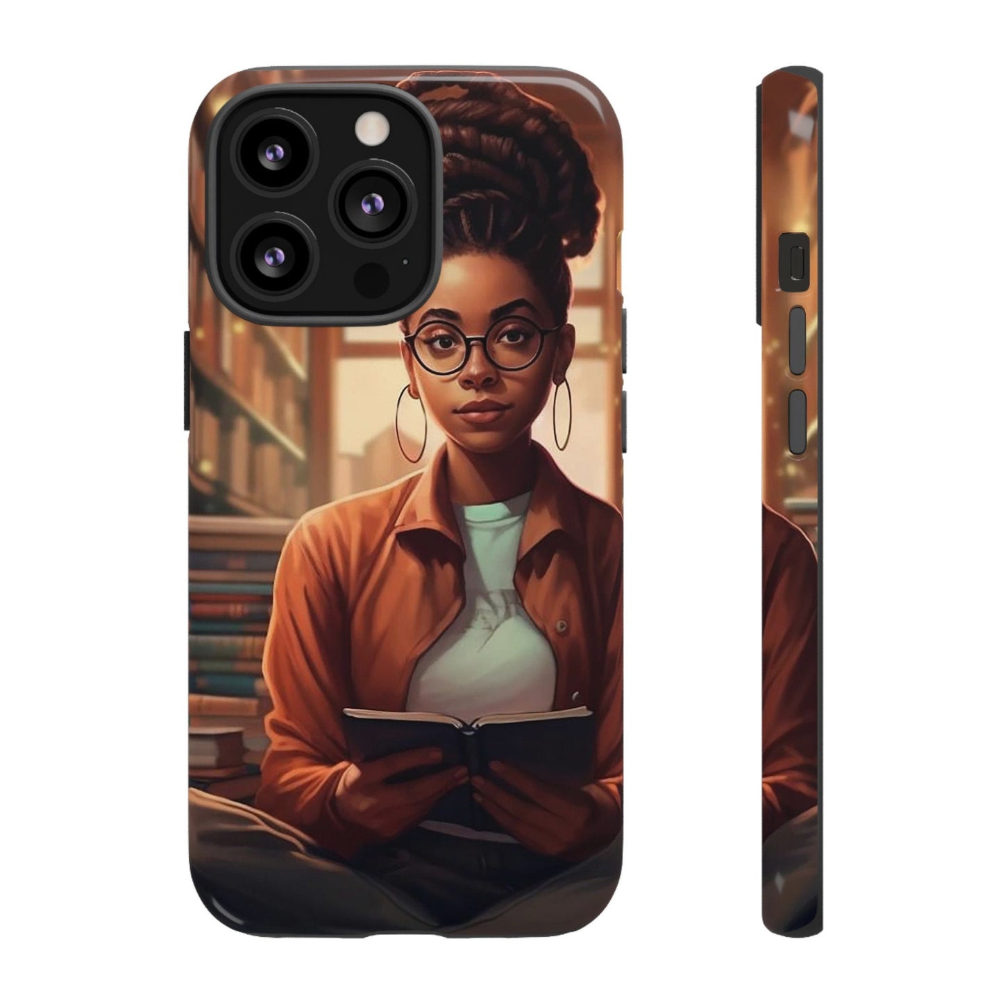 iPhone 13, iPhone 13 Pro, iPhone 13 Mini, iPhone 13 Pro Max Tough Cases African American Reader Woman Girl Book Dragon Power Reader
