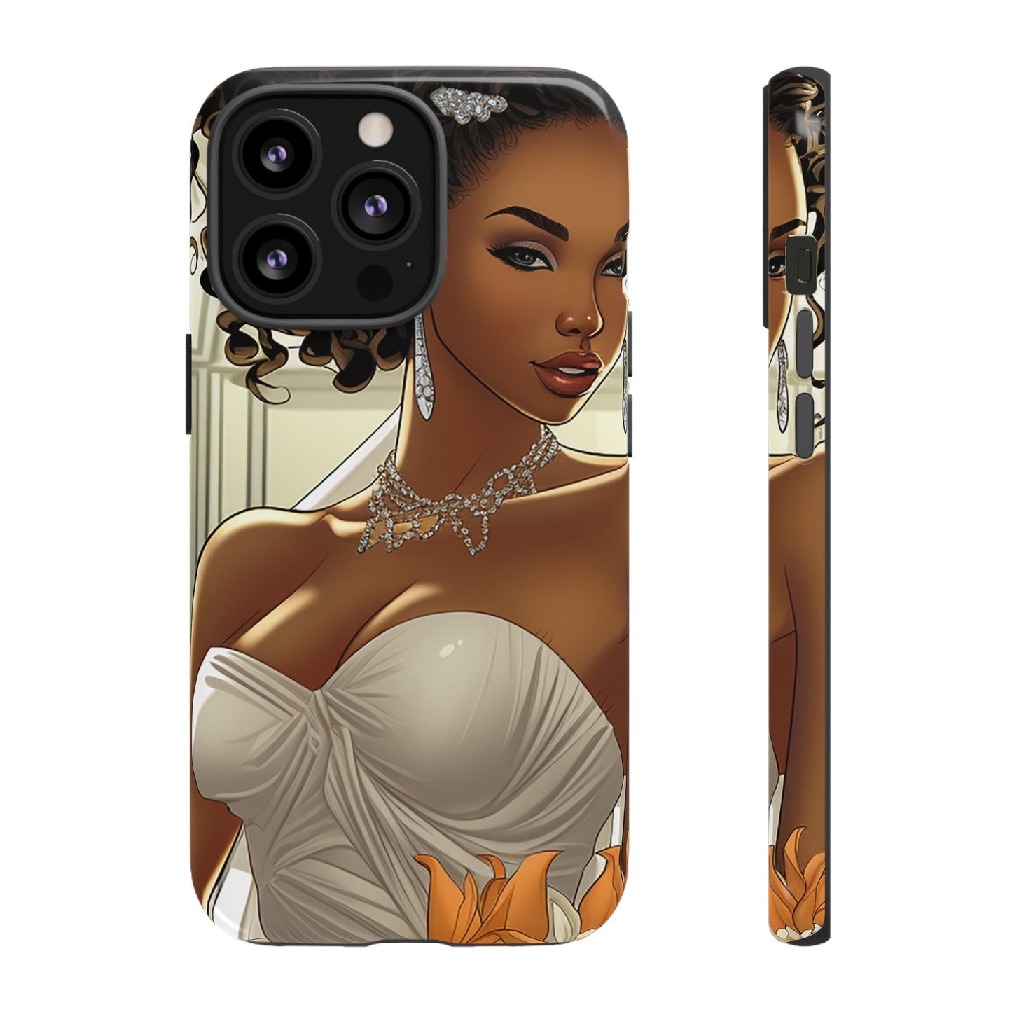iPhone 13, iPhone 13 Pro, iPhone 13 Mini, iPhone 13 Pro Max Tough Cases African American Bride Black bride wedding Dress Wedding Gown