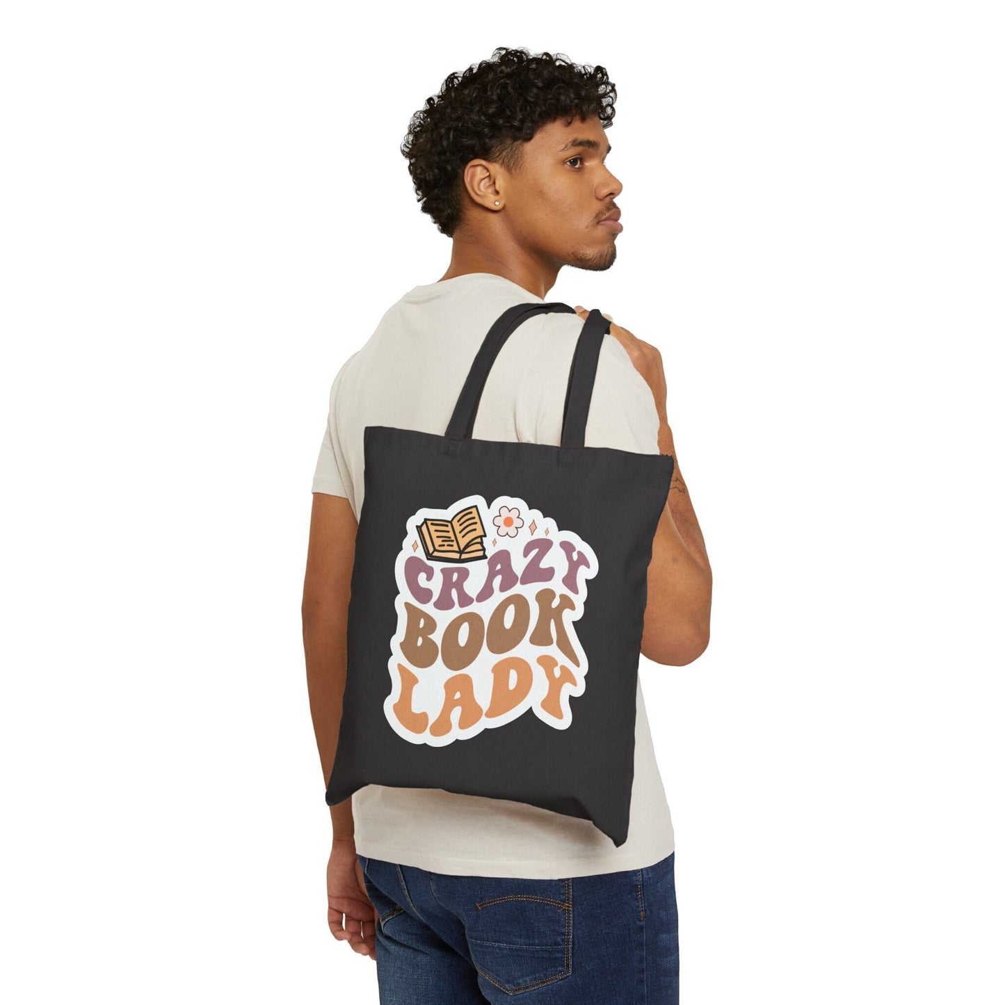 Crazy book lady gift for her power reader library tote book bag carry all tote power reader gift Cotton Canvas Tote Bag