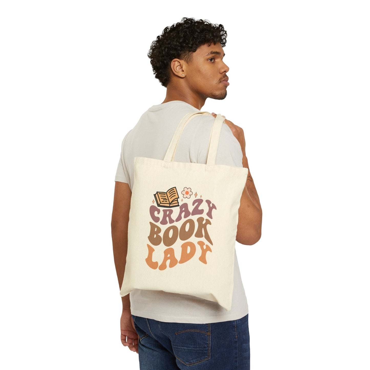 Crazy book lady gift for her power reader library tote book bag carry all tote power reader gift Cotton Canvas Tote Bag