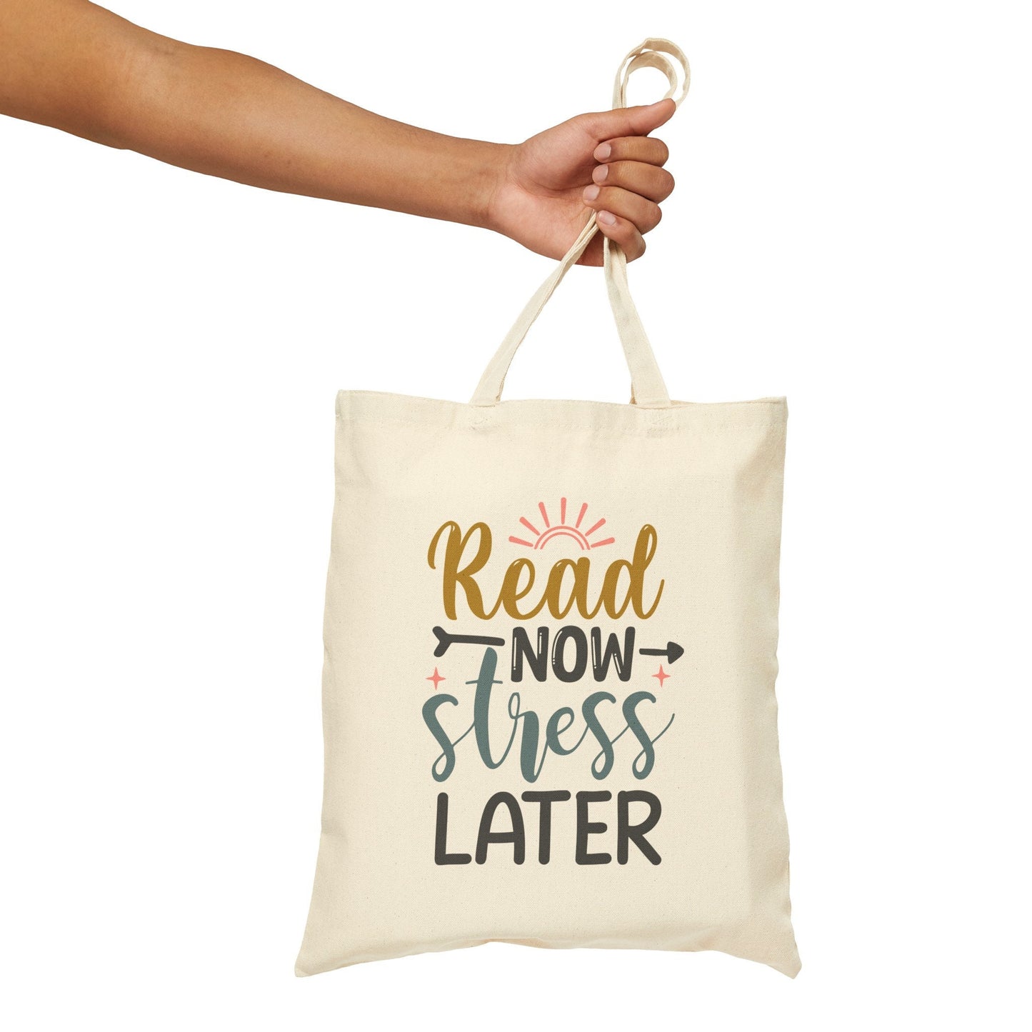 Read Now Stress Later Book Lover Gift for Power Reader Library Book Bag gift Cotton Canvas Tote Bag