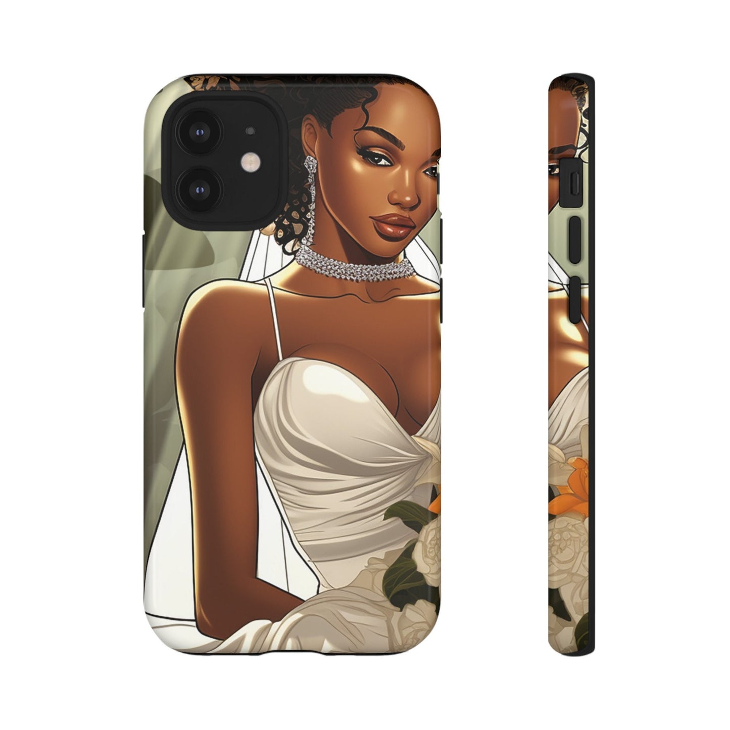 iPhone 12, iPhone 12 Pro, iPhone 12 Mini, iPhone 12 Pro Max Tough Cases African American Bride Black bride wedding Dress Wedding Gown