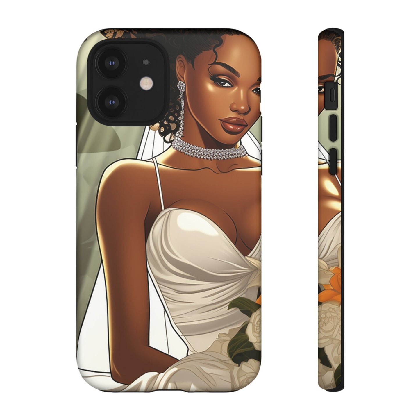 iPhone 12, iPhone 12 Pro, iPhone 12 Mini, iPhone 12 Pro Max Tough Cases African American Bride Black bride wedding Dress Wedding Gown
