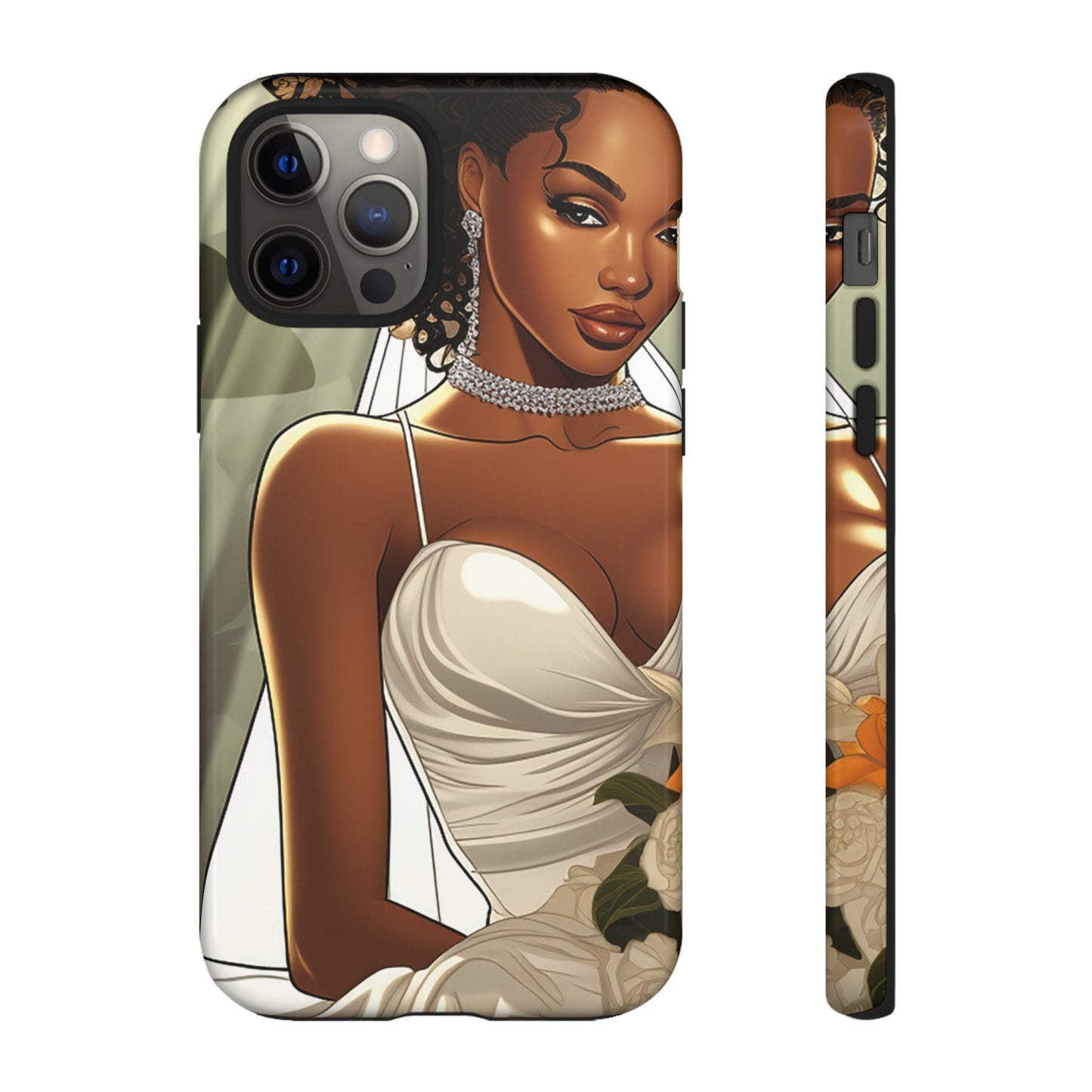 iPhone 12, iPhone 12 Pro, iPhone 12 Mini, iPhone 12 Pro Max Tough Cases African American Bride Black bride wedding Dress Wedding Gown