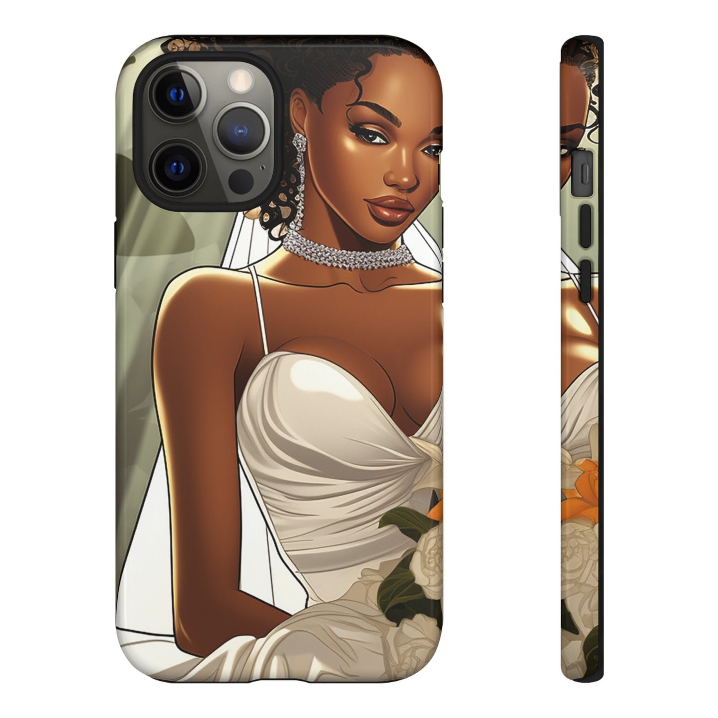 iPhone 12, iPhone 12 Pro, iPhone 12 Mini, iPhone 12 Pro Max Tough Cases African American Bride Black bride wedding Dress Wedding Gown
