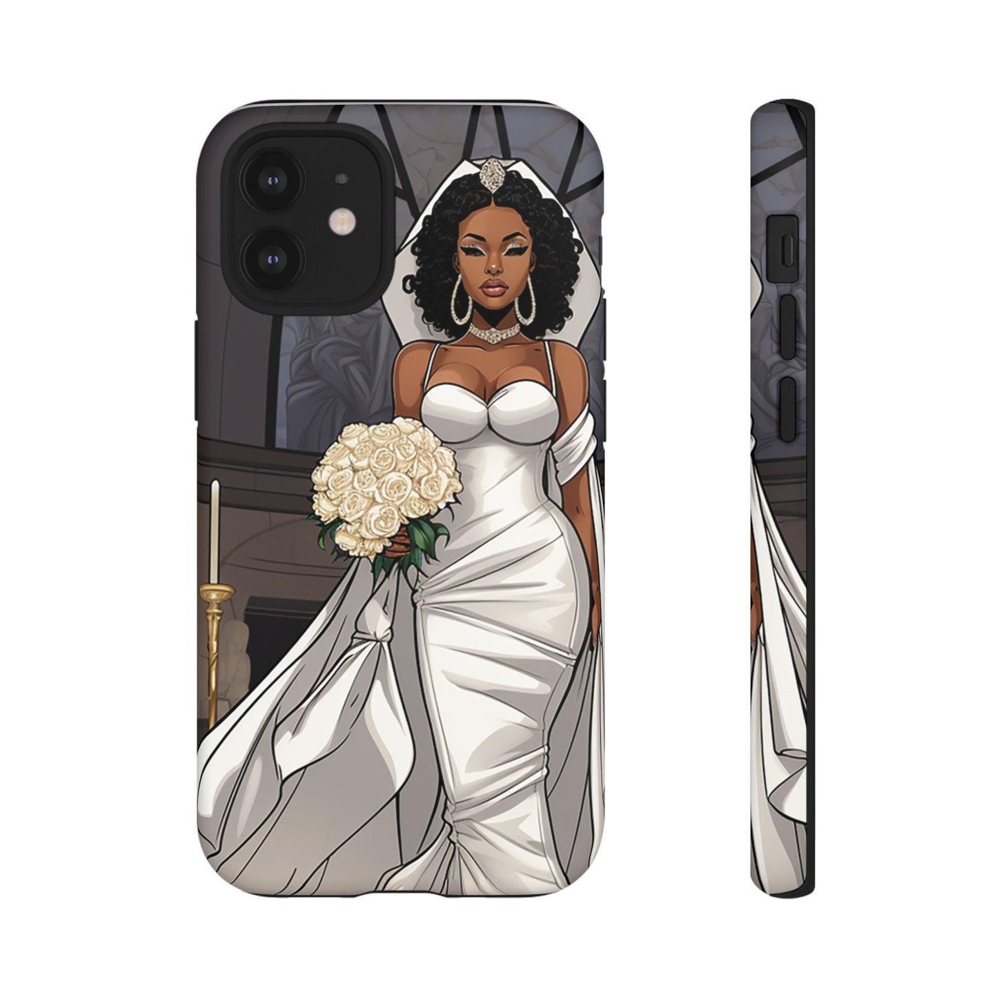 iPhone 12, iPhone 12 Pro, iPhone 12 Mini, iPhone 12 Pro Max Tough Cases African American Bride Black bride wedding Dress Wedding Gown