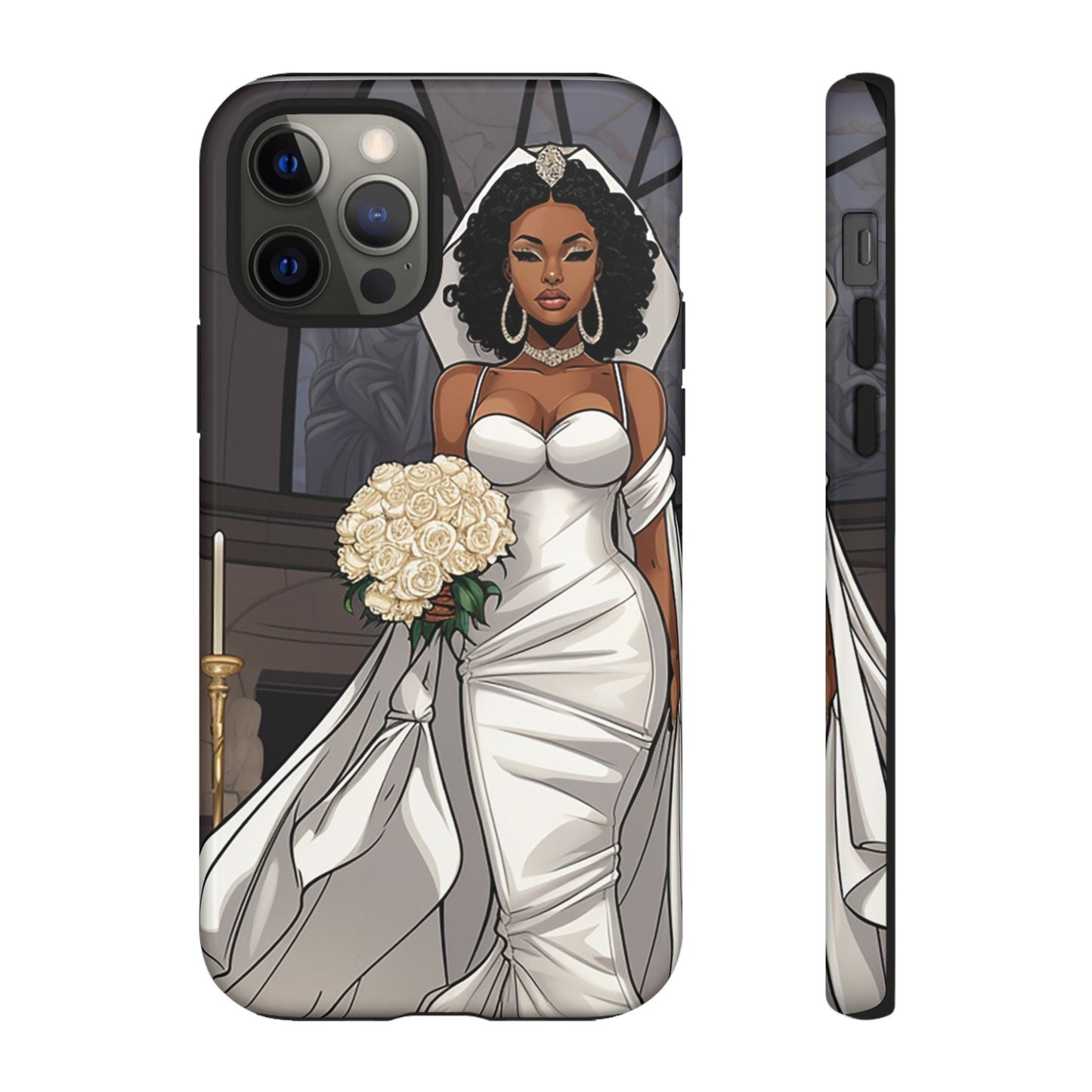 iPhone 12, iPhone 12 Pro, iPhone 12 Mini, iPhone 12 Pro Max Tough Cases African American Bride Black bride wedding Dress Wedding Gown