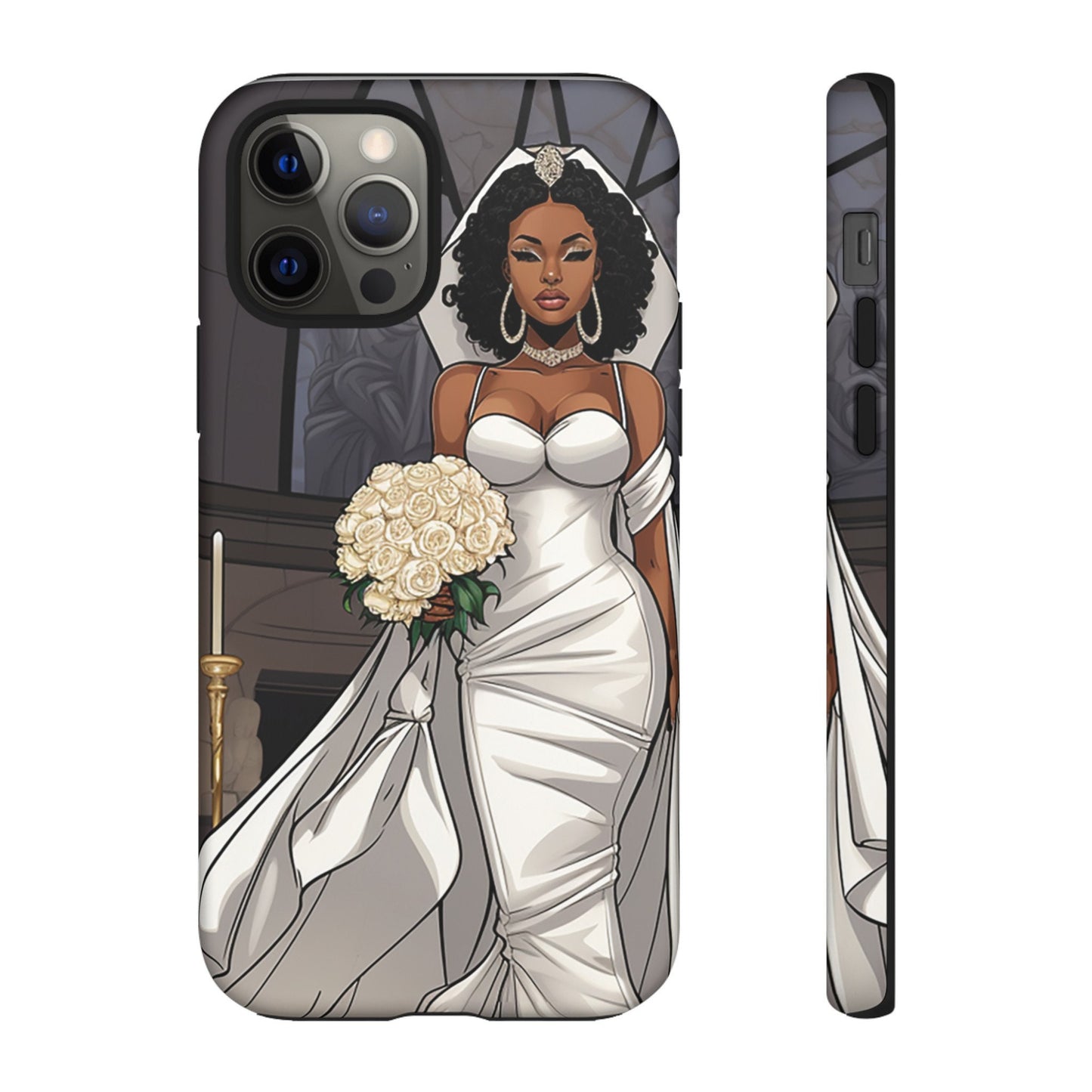 iPhone 12, iPhone 12 Pro, iPhone 12 Mini, iPhone 12 Pro Max Tough Cases African American Bride Black bride wedding Dress Wedding Gown