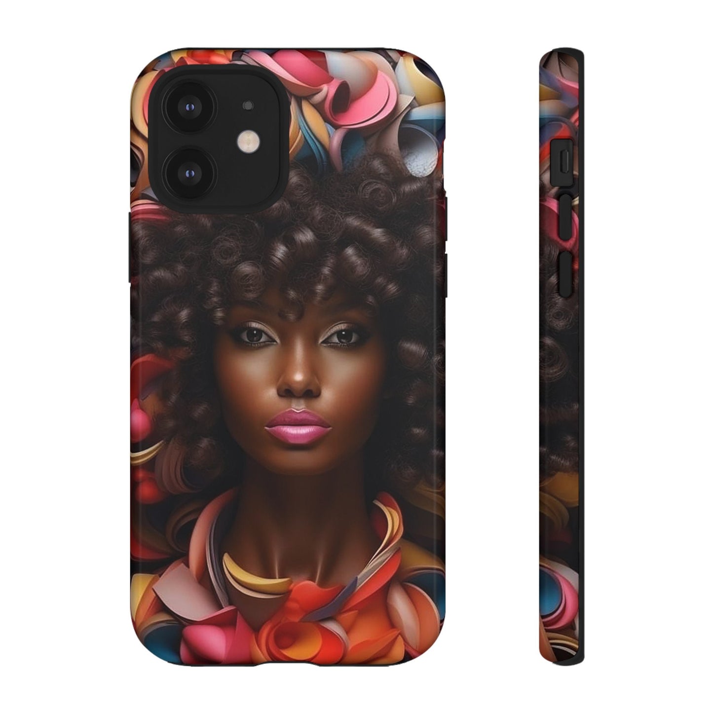 iPhone 12, iPhone 12 Pro, iPhone 12 Mini, iPhone 12 Pro Max Tough Cases African American Woman Black Women in Flowers Red Yellow Orange