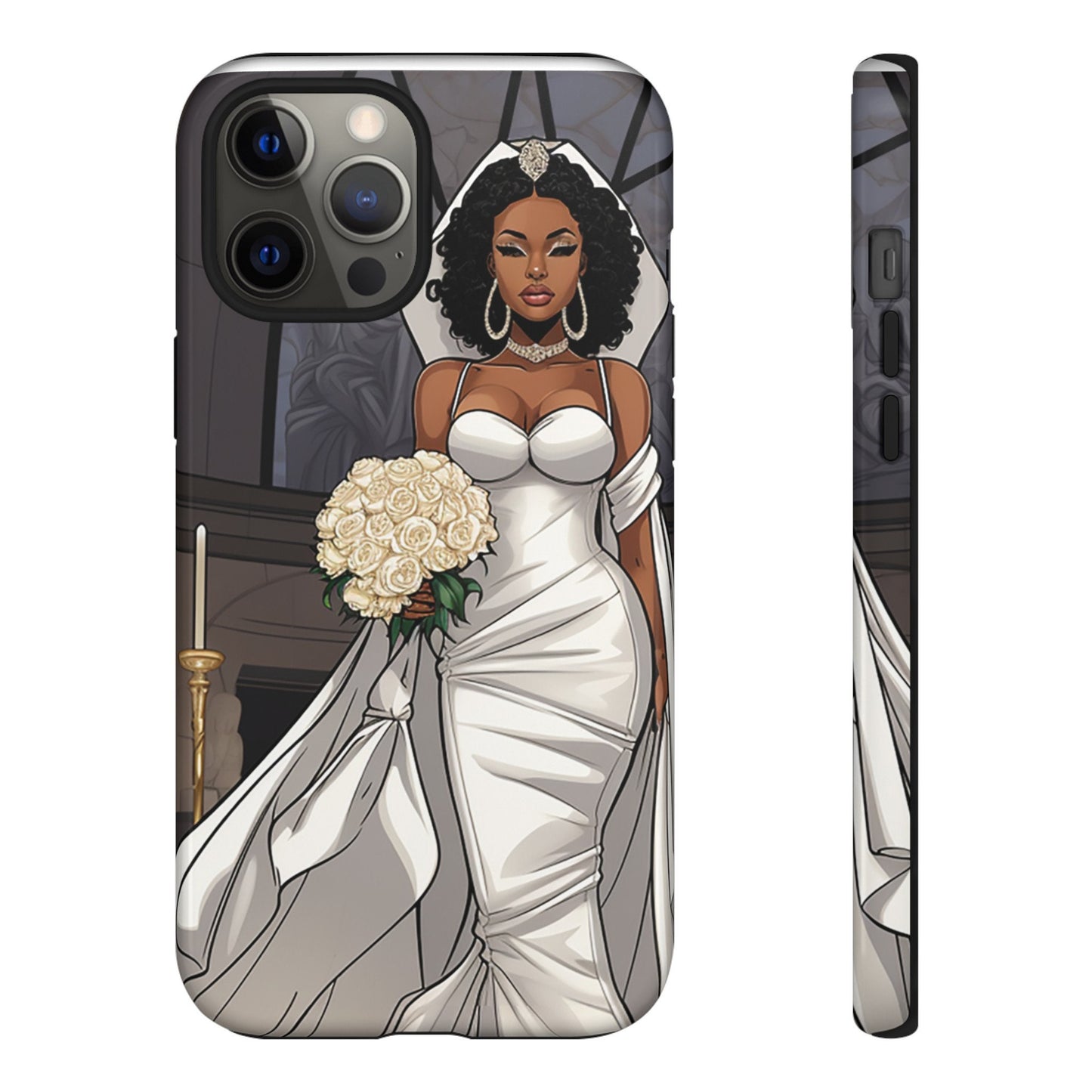iPhone 12, iPhone 12 Pro, iPhone 12 Mini, iPhone 12 Pro Max Tough Cases African American Bride Black bride wedding Dress Wedding Gown