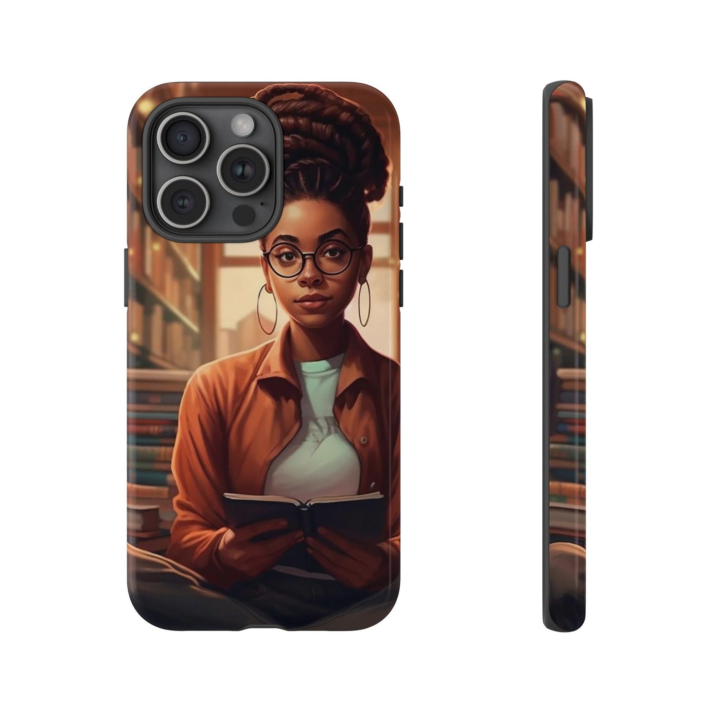 iPhone 15, iPhone 15 Pro, iPhone 15 Plus, iPhone 15 Pro Max Tough Cases African American Reader Woman Girl Book Dragon Power Reader