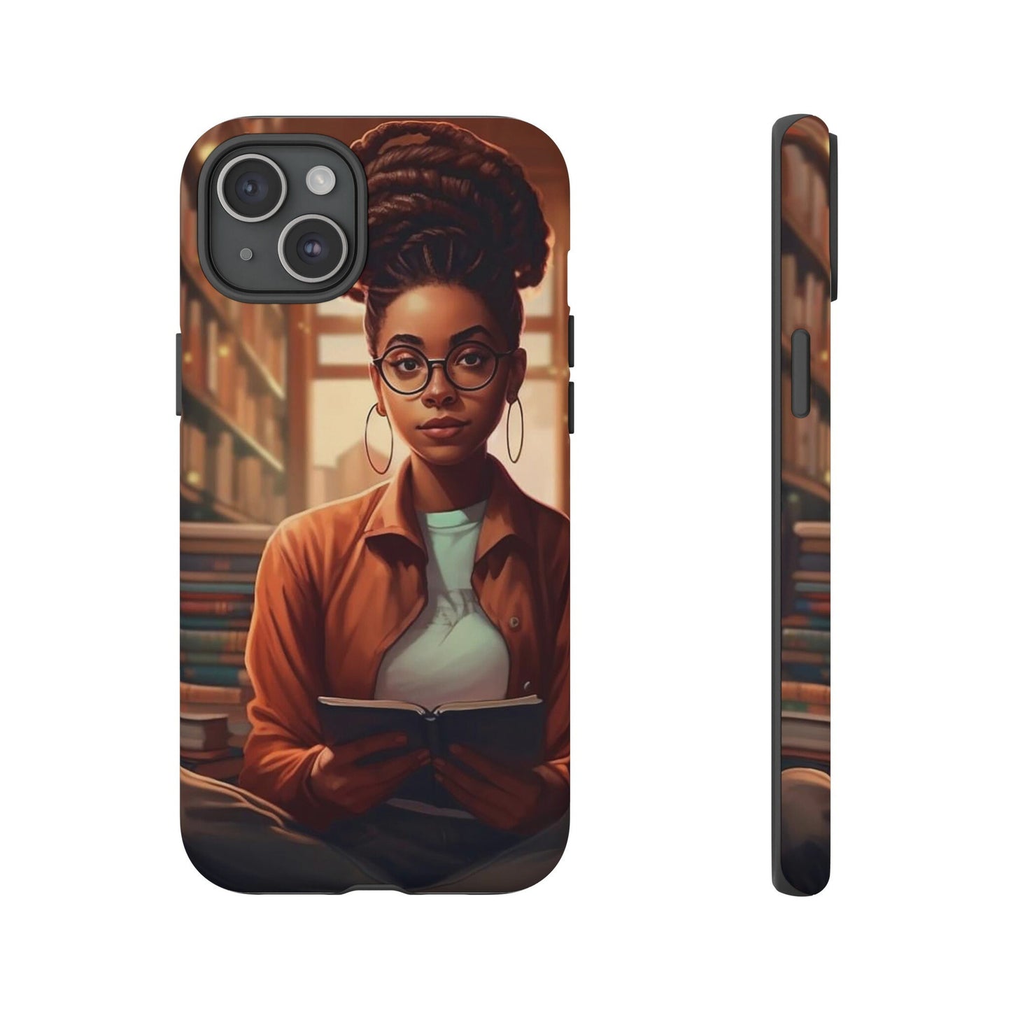 iPhone 15, iPhone 15 Pro, iPhone 15 Plus, iPhone 15 Pro Max Tough Cases African American Reader Woman Girl Book Dragon Power Reader