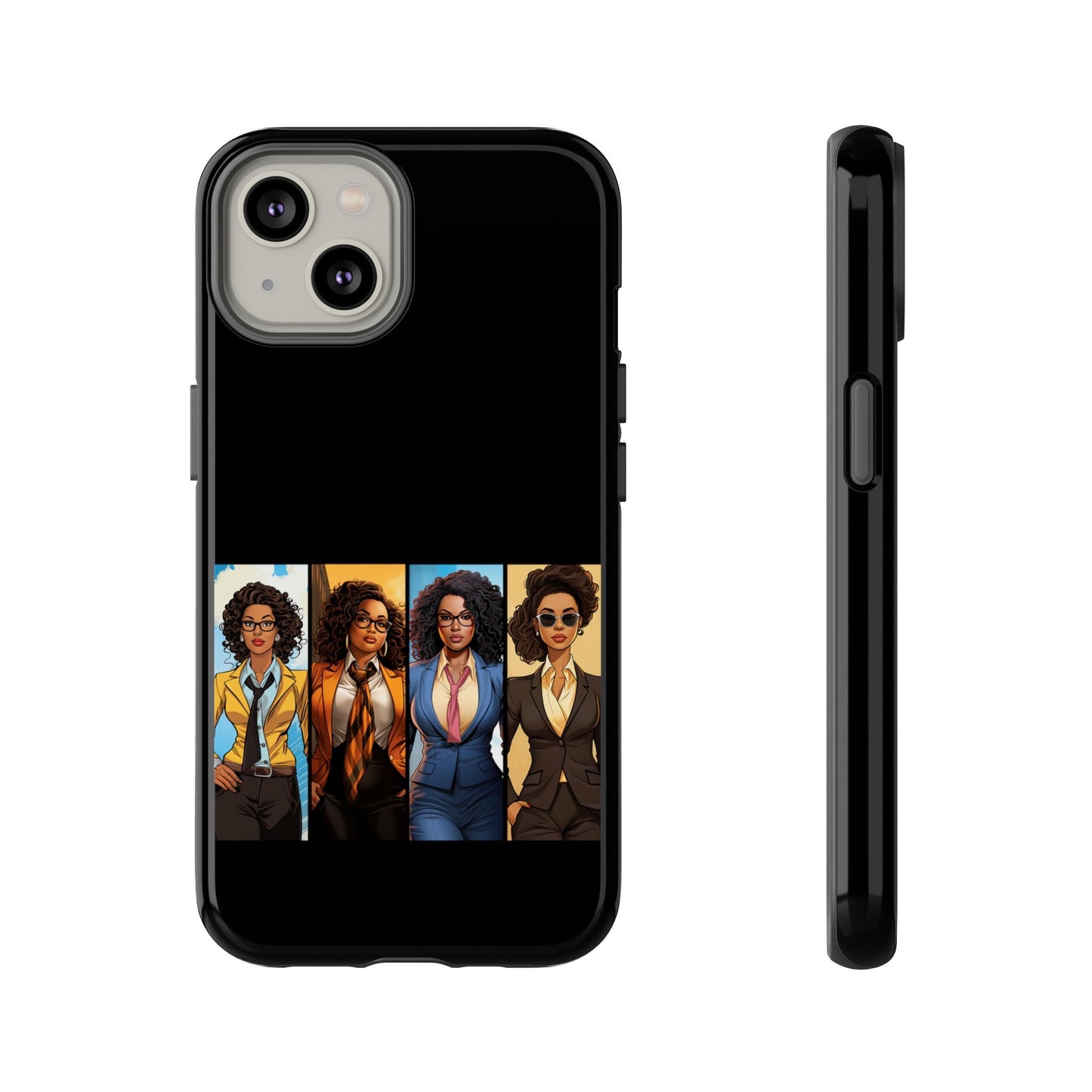 iPhone 14, iPhone 14 Pro, iPhone 14 Plus, iPhone 14 Pro Max Tough Cases African American Black Women Superheroes Strong Black Women