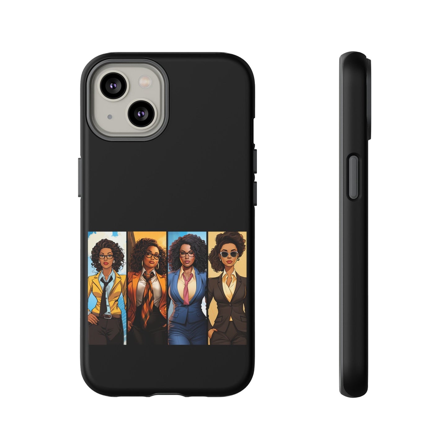 iPhone 14, iPhone 14 Pro, iPhone 14 Plus, iPhone 14 Pro Max Tough Cases African American Black Women Superheroes Strong Black Women