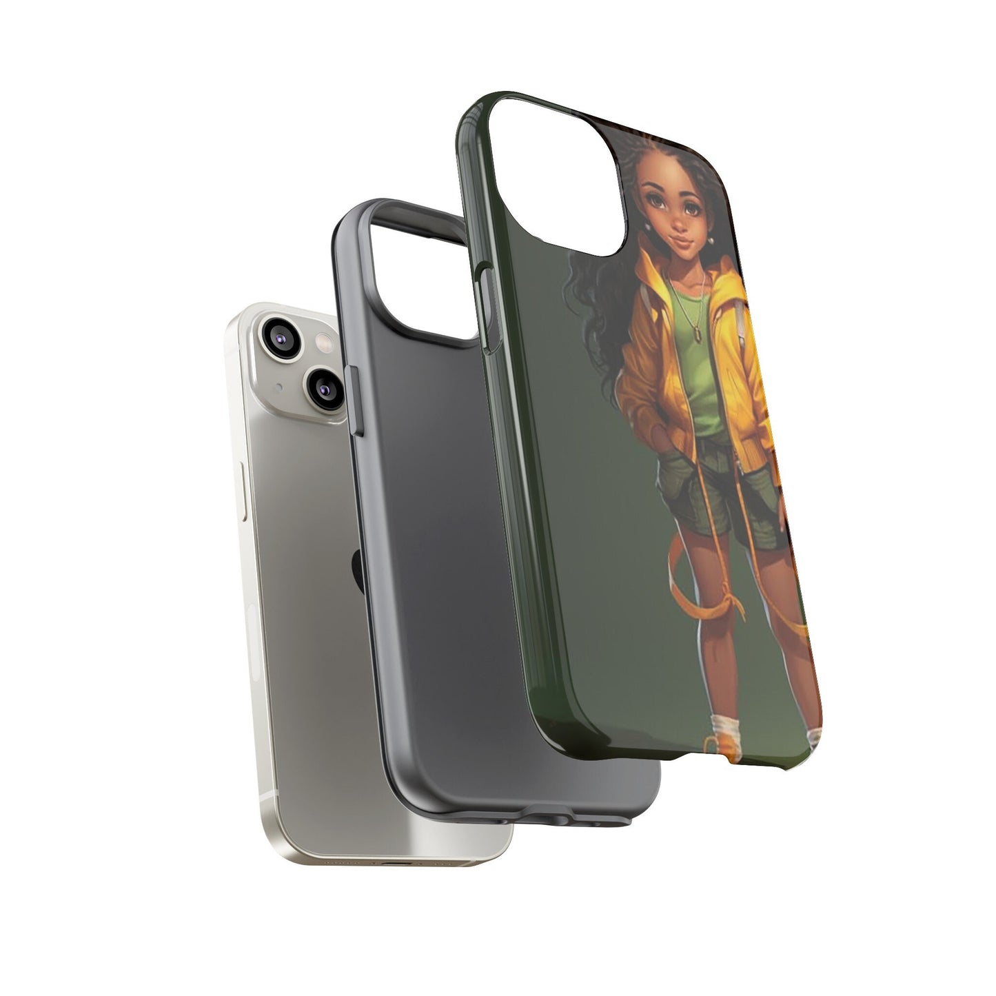 iPhone 14, iPhone 14 Pro, iPhone 14 Plus, iPhone 14 Pro Max Tough Case African American Young Woman Black in Yellow Hoodie Yellow Sweatshirt