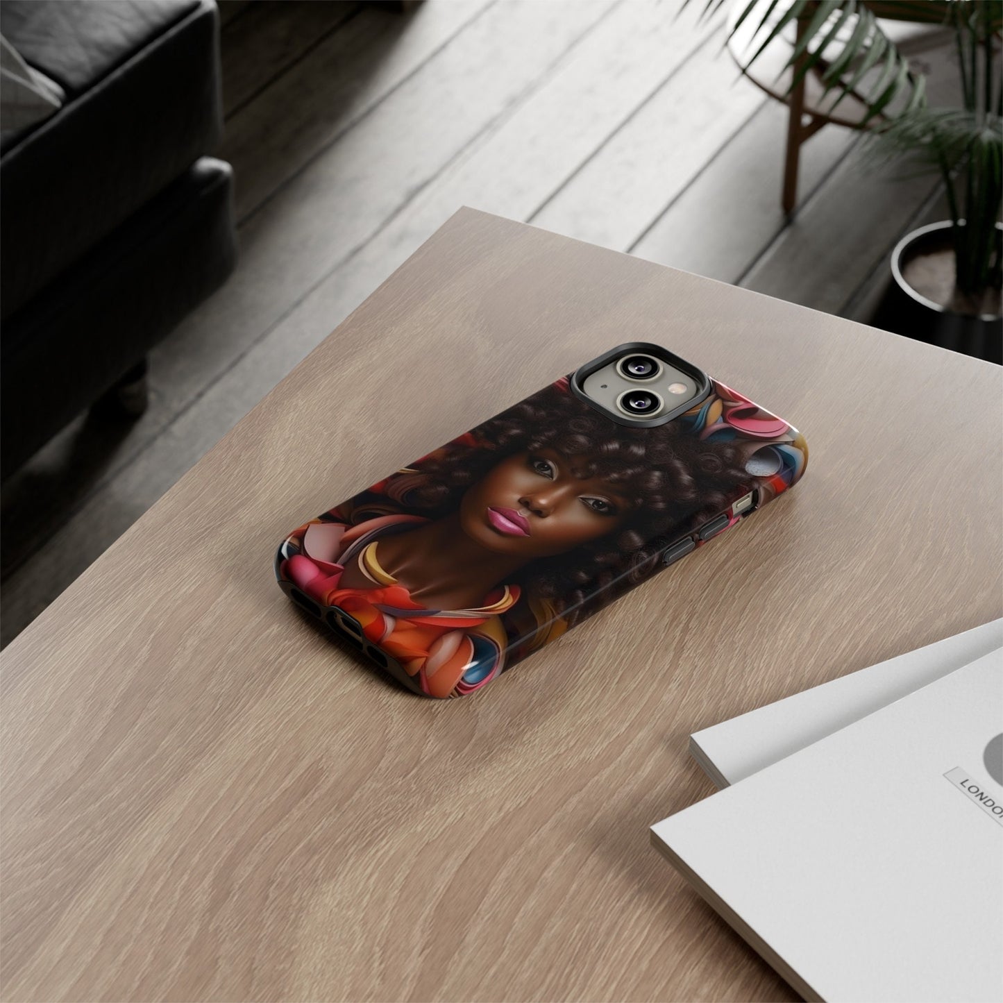 iPhone 14, iPhone 14 Pro, iPhone 14 Plus, iPhone 14 Pro Max Tough Cases African American Woman Black Women in Flowers Red Yellow Orange