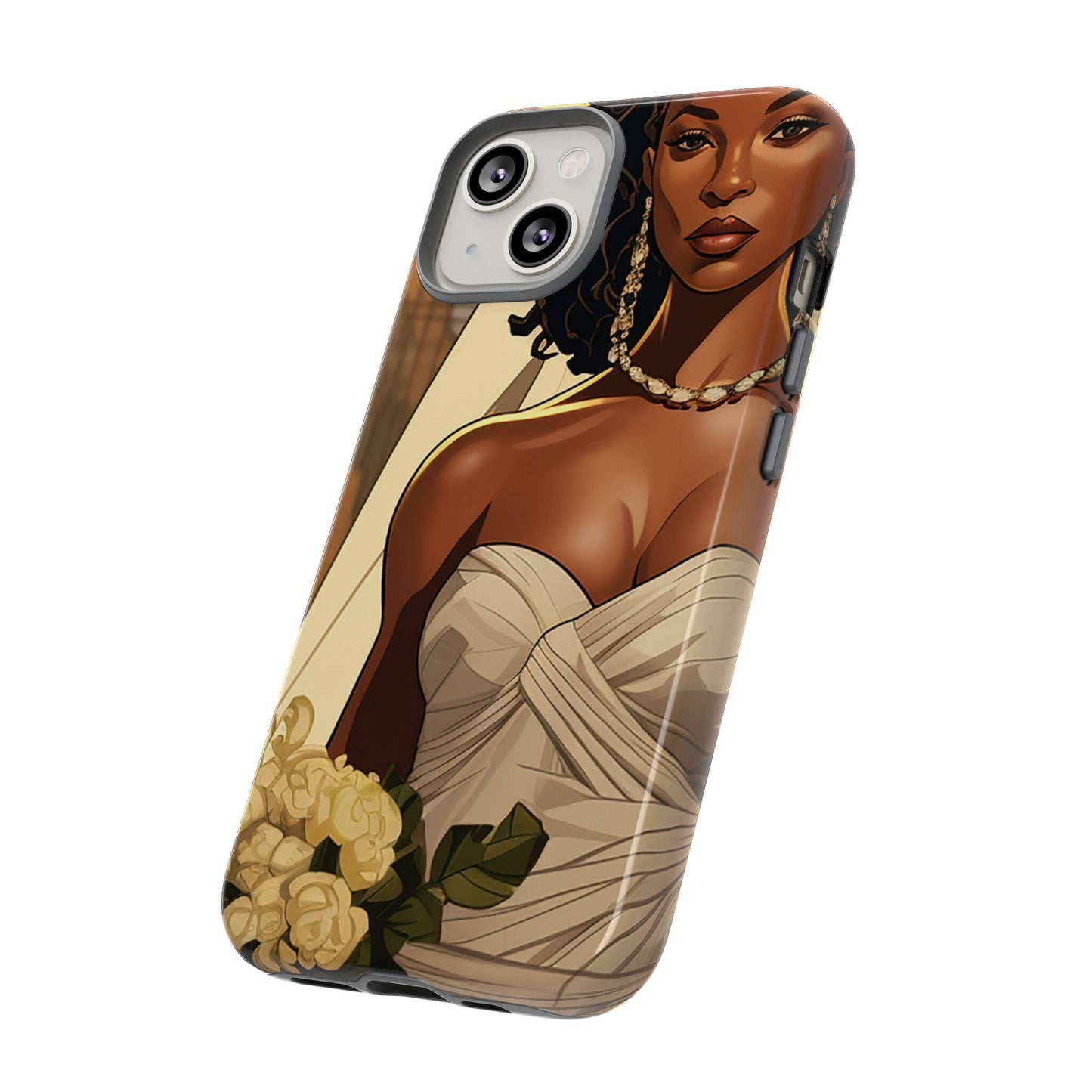 iPhone 14, iPhone 14 Pro, iPhone 14 Plus, iPhone 14 Pro Max Tough Cases African American Bride Black bride wedding Dress Wedding Gown