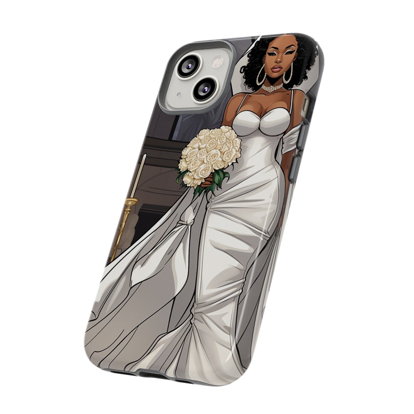 iPhone 14, iPhone 14 Pro, iPhone 14 Plus, iPhone 14 Pro Max Tough Cases African American Bride Black bride wedding Dress Wedding Gown