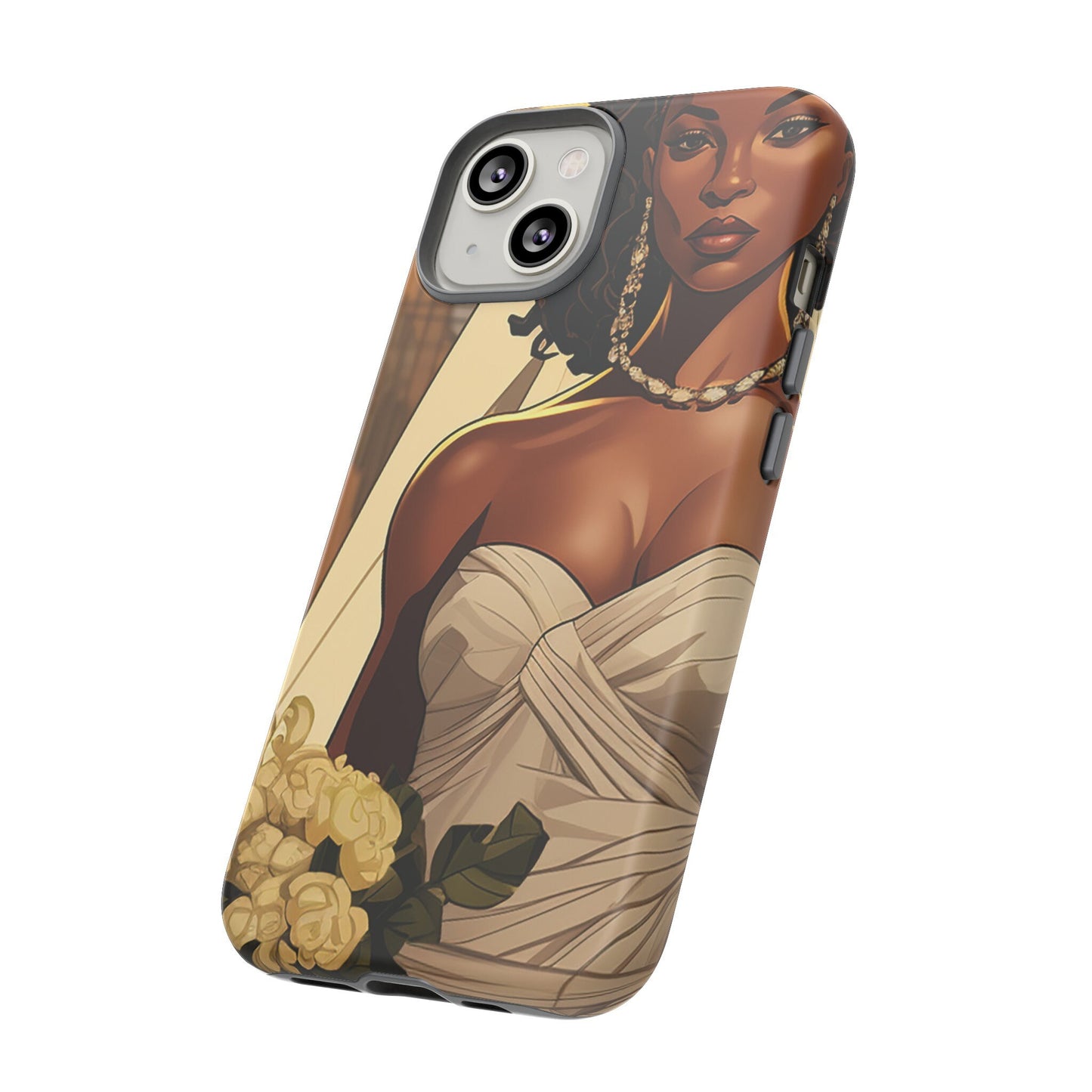 iPhone 14, iPhone 14 Pro, iPhone 14 Plus, iPhone 14 Pro Max Tough Cases African American Bride Black bride wedding Dress Wedding Gown