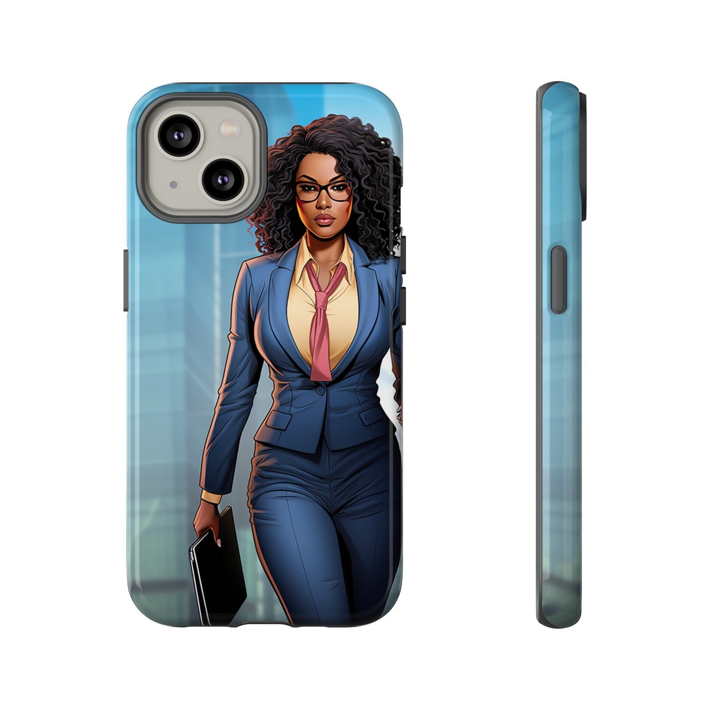 iPhone 14, iPhone 14 Pro, iPhone 14 Plus, iPhone 14 Pro Max Tough Cases African American Woman Business Woman Entrepreneur Superhero