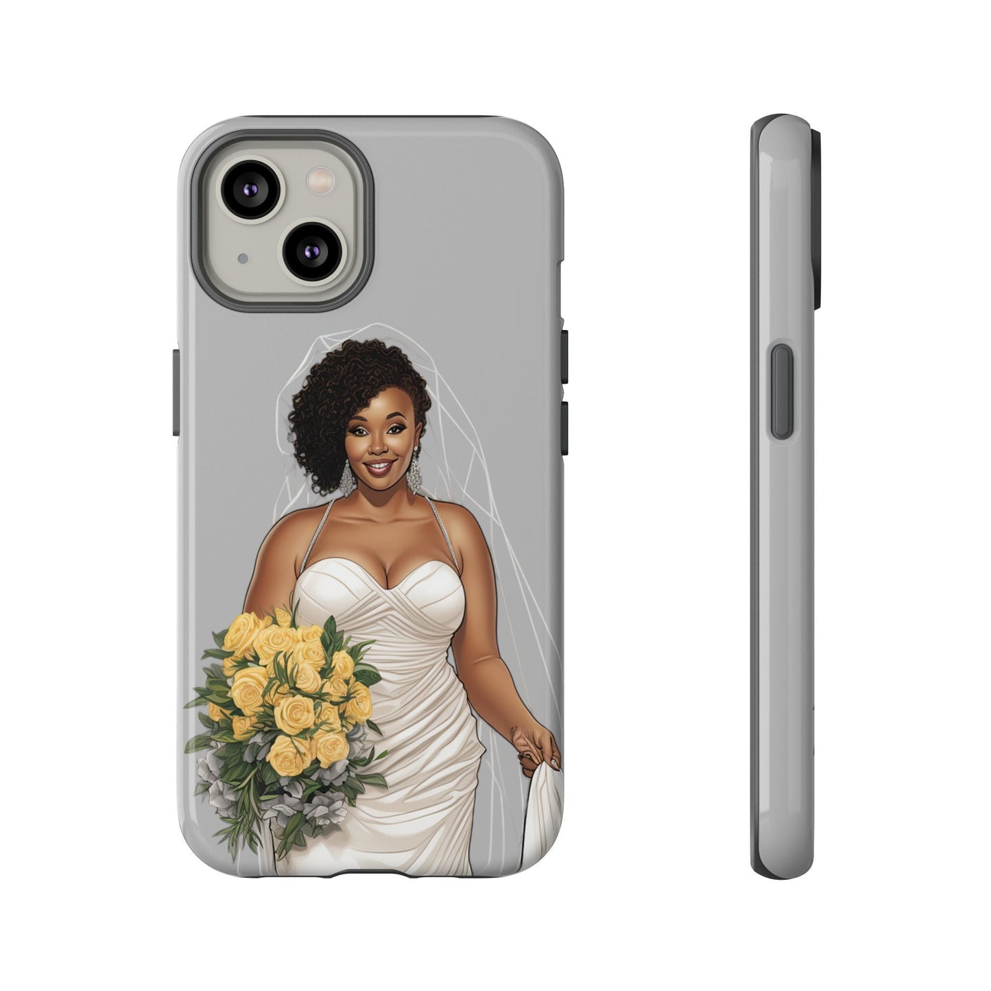 iPhone 14, iPhone 14 Pro, iPhone 14 Plus, iPhone 14 Pro Max Tough Cases African American Bride Black bride wedding Dress Wedding Gown