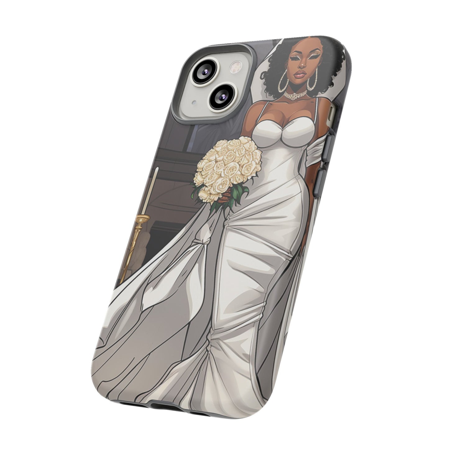 iPhone 14, iPhone 14 Pro, iPhone 14 Plus, iPhone 14 Pro Max Tough Cases African American Bride Black bride wedding Dress Wedding Gown