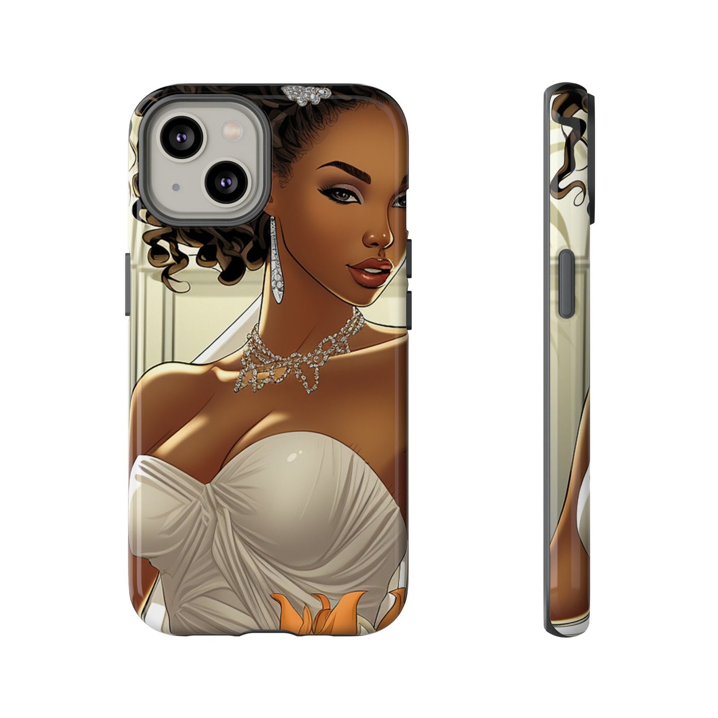 iPhone 14, iPhone 14 Pro, iPhone 14 Plus, iPhone 14 Pro Max Tough Cases African American Bride Black bride wedding Dress Wedding Gown