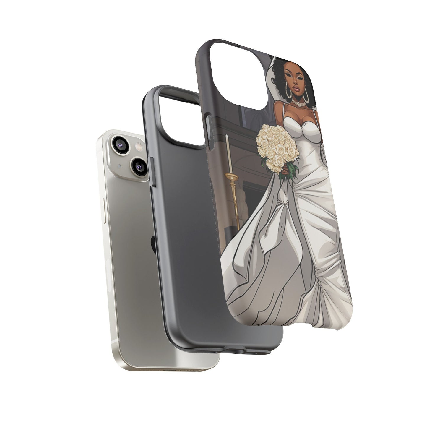 iPhone 14, iPhone 14 Pro, iPhone 14 Plus, iPhone 14 Pro Max Tough Cases African American Bride Black bride wedding Dress Wedding Gown