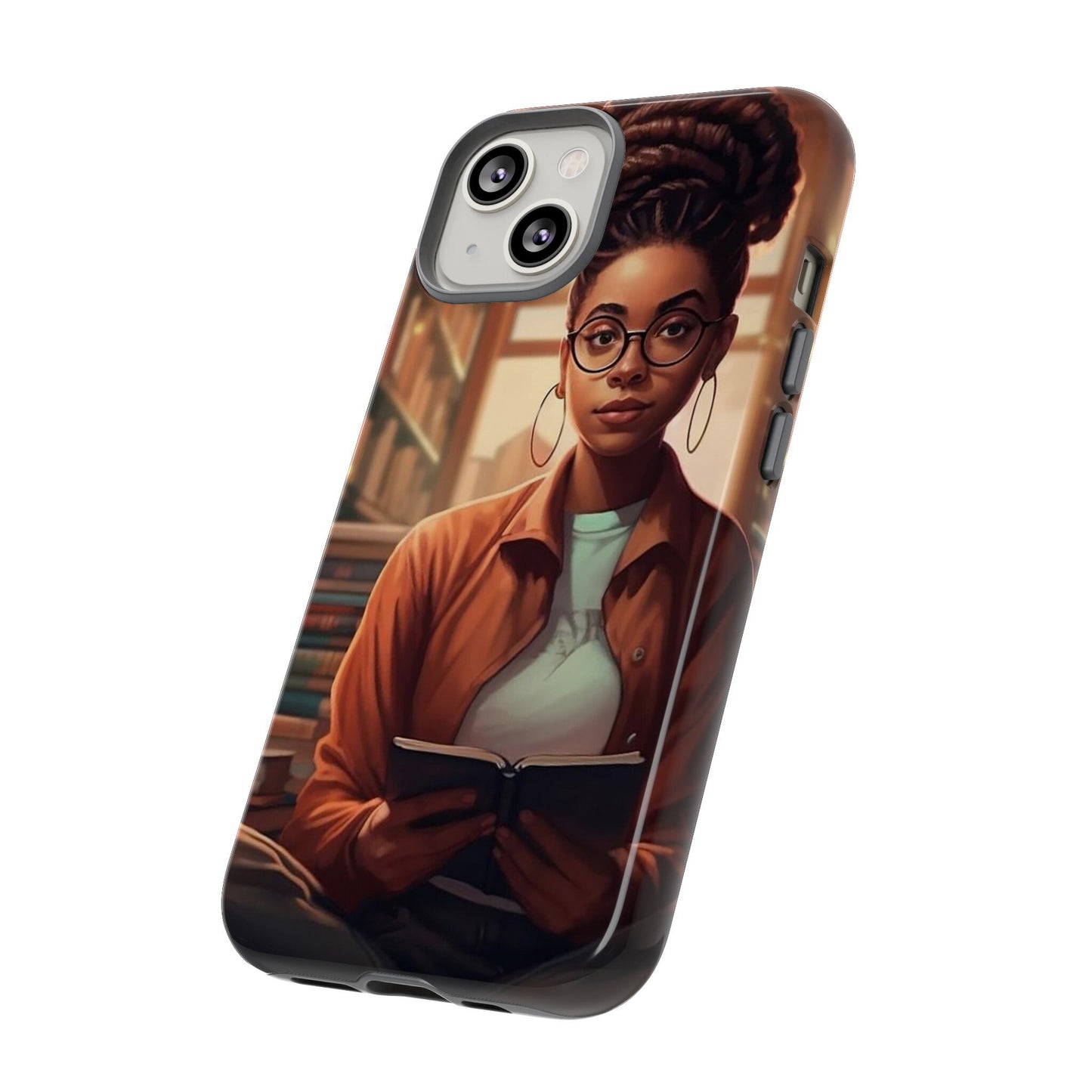 iPhone 14, iPhone 14 Pro, iPhone 14 Plus, iPhone 14 Pro Max Tough Cases African American Reader Woman Girl Book Dragon Power Reader
