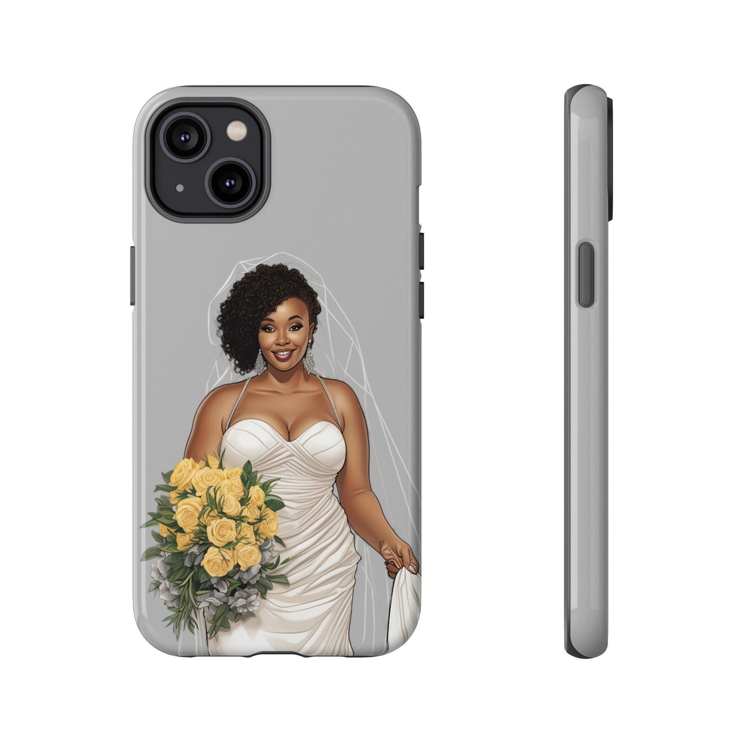 iPhone 14, iPhone 14 Pro, iPhone 14 Plus, iPhone 14 Pro Max Tough Cases African American Bride Black bride wedding Dress Wedding Gown