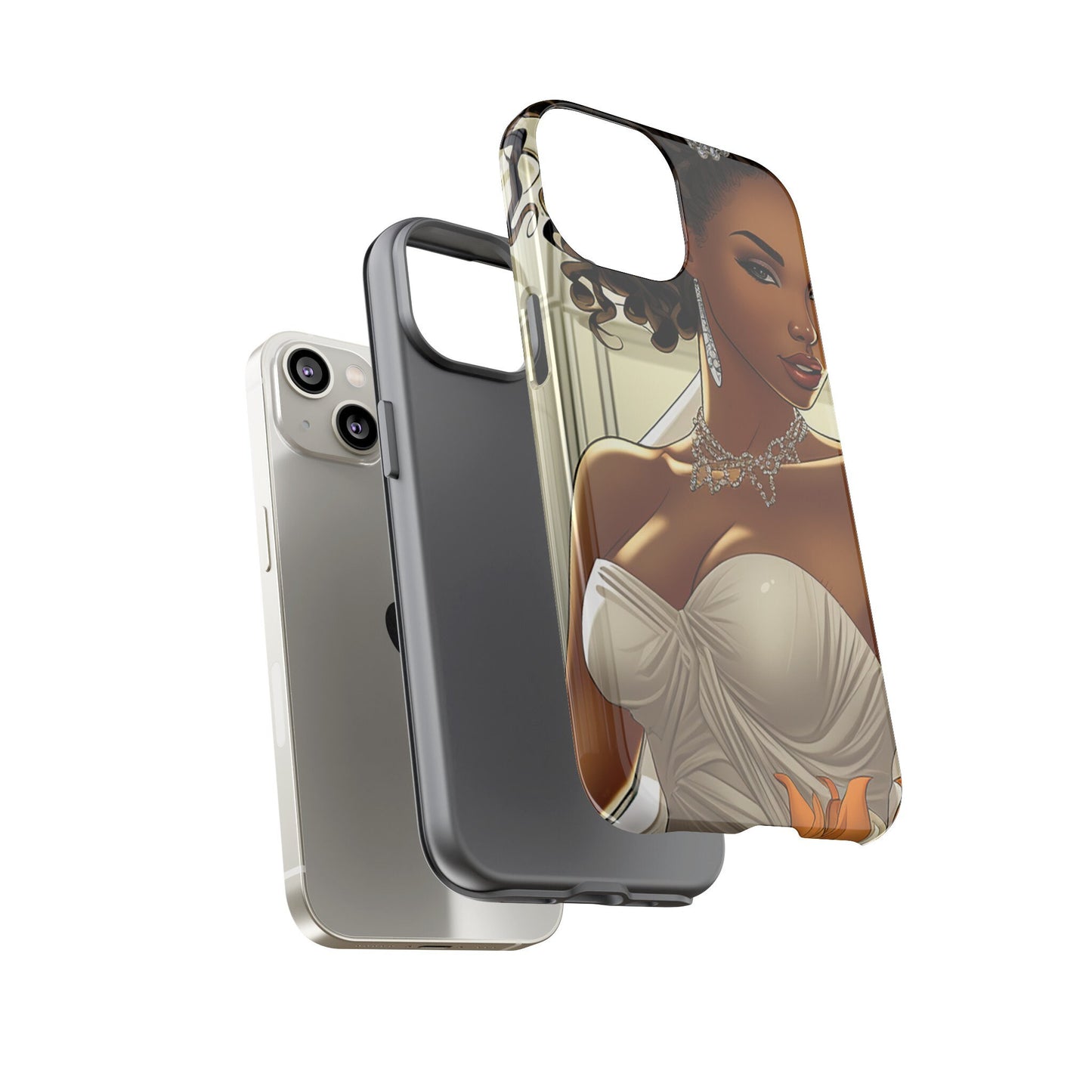 iPhone 14, iPhone 14 Pro, iPhone 14 Plus, iPhone 14 Pro Max Tough Cases African American Bride Black bride wedding Dress Wedding Gown