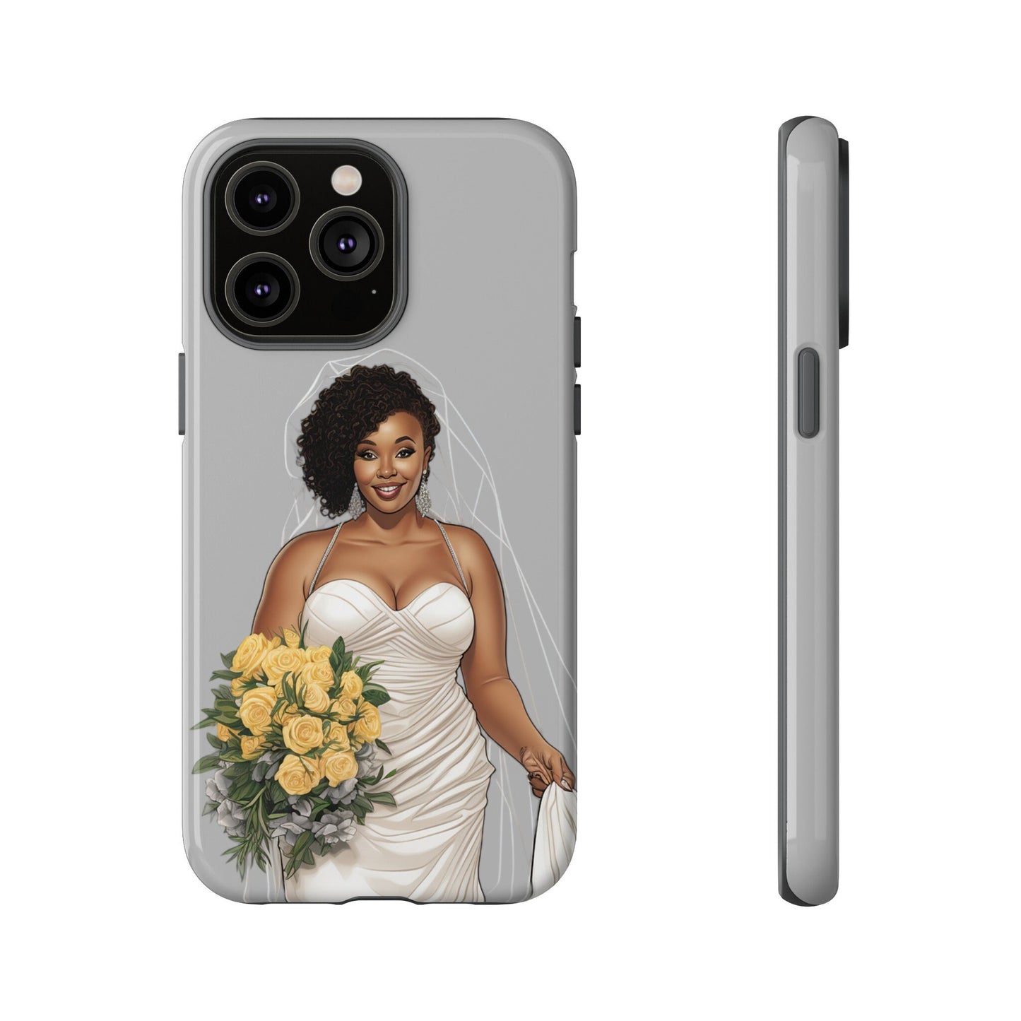 iPhone 14, iPhone 14 Pro, iPhone 14 Plus, iPhone 14 Pro Max Tough Cases African American Bride Black bride wedding Dress Wedding Gown