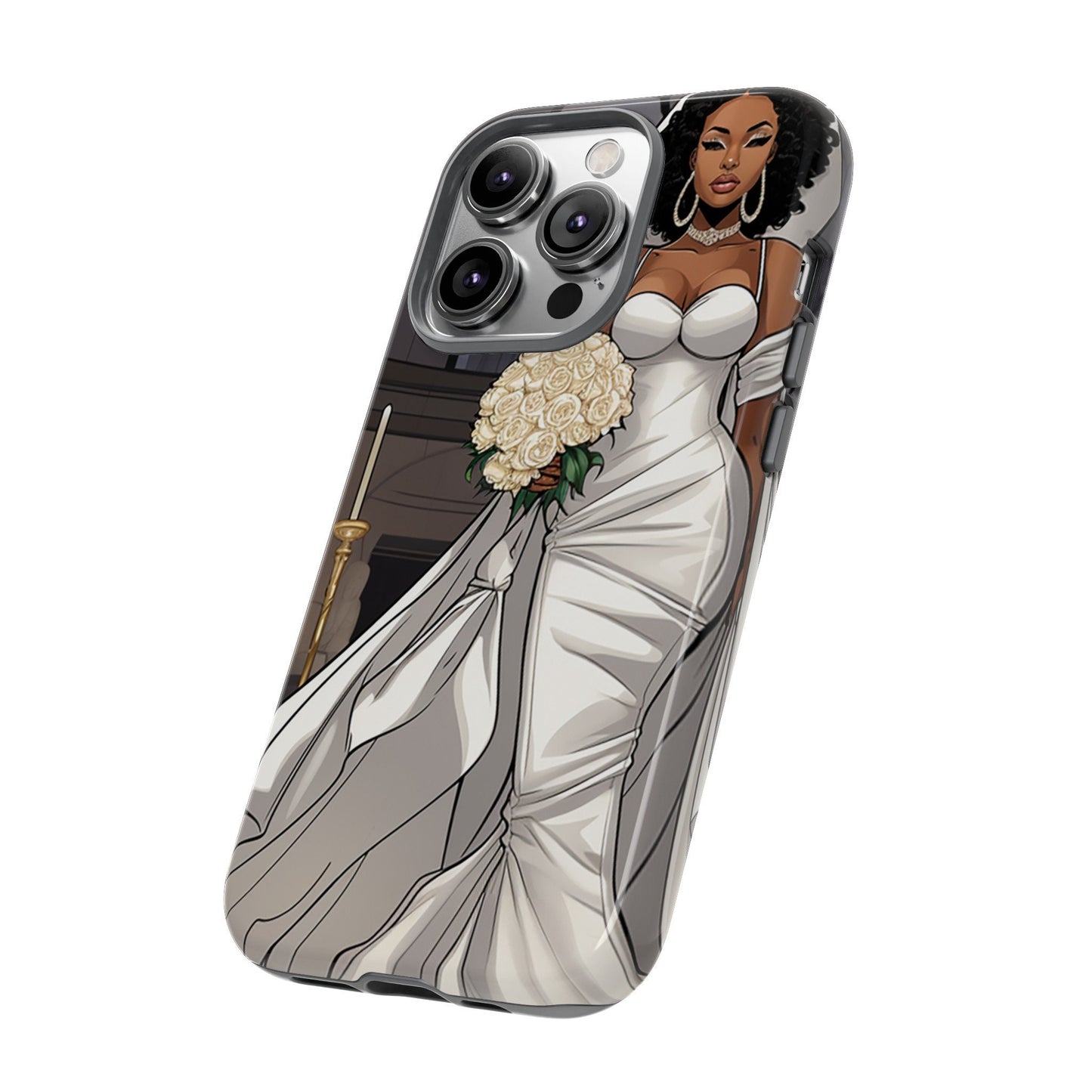 iPhone 14, iPhone 14 Pro, iPhone 14 Plus, iPhone 14 Pro Max Tough Cases African American Bride Black bride wedding Dress Wedding Gown