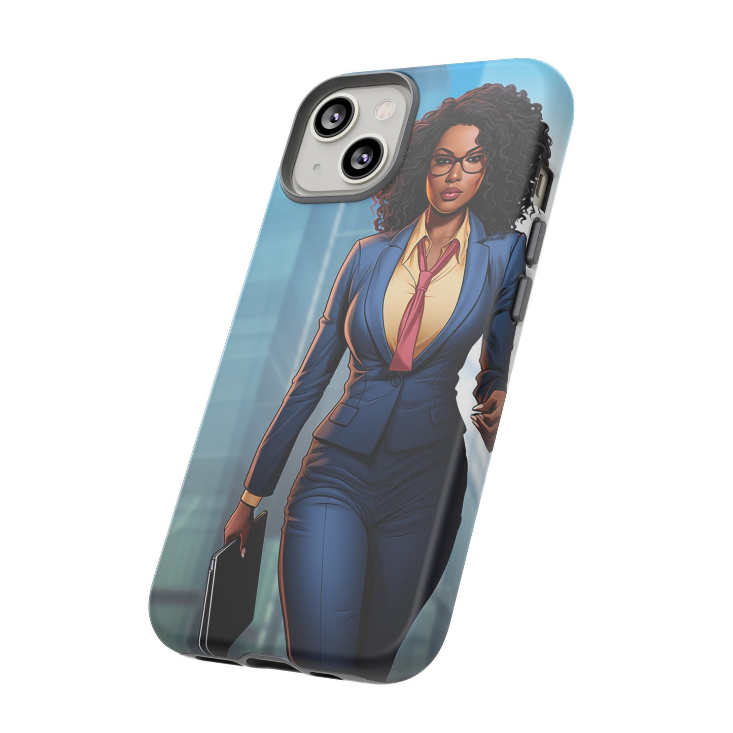 iPhone 14, iPhone 14 Pro, iPhone 14 Plus, iPhone 14 Pro Max Tough Cases African American Woman Business Woman Entrepreneur Superhero