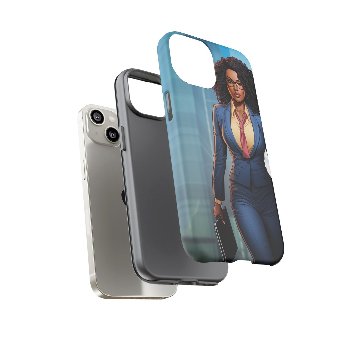 iPhone 14, iPhone 14 Pro, iPhone 14 Plus, iPhone 14 Pro Max Tough Cases African American Woman Business Woman Entrepreneur Superhero