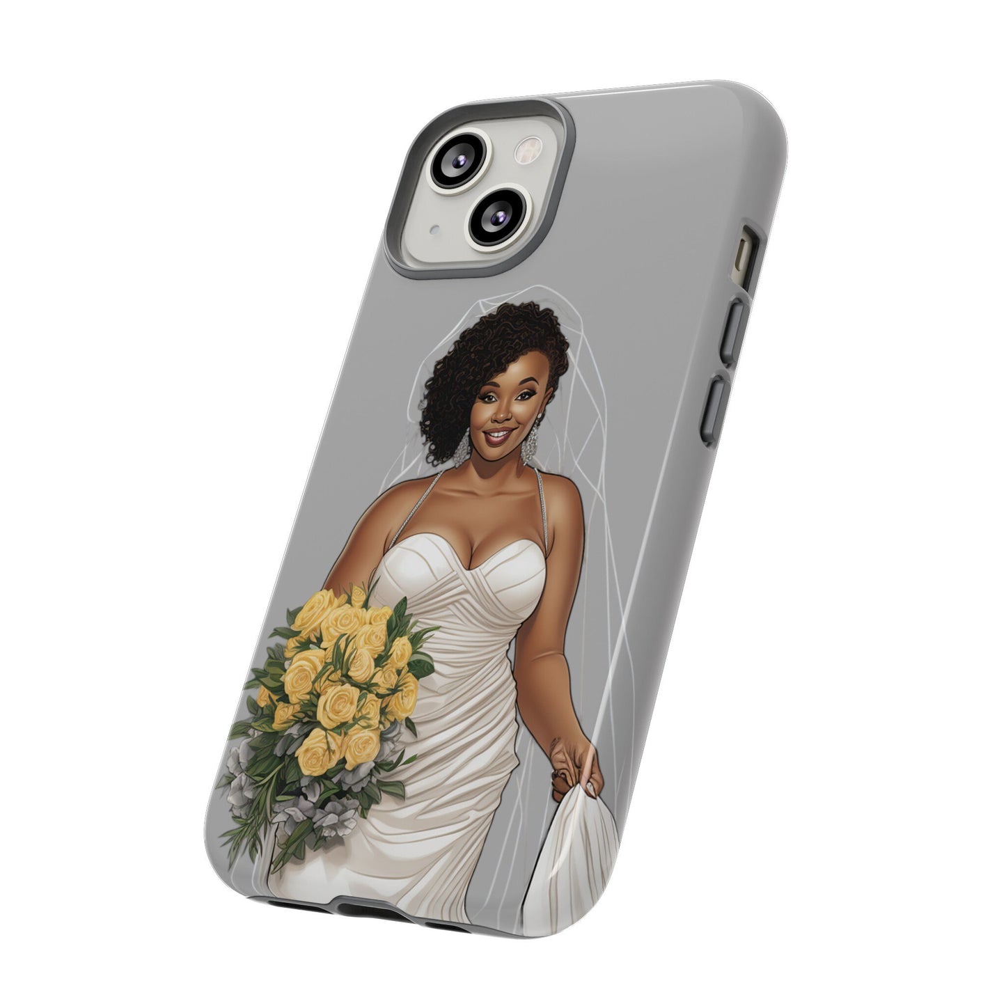 iPhone 14, iPhone 14 Pro, iPhone 14 Plus, iPhone 14 Pro Max Tough Cases African American Bride Black bride wedding Dress Wedding Gown