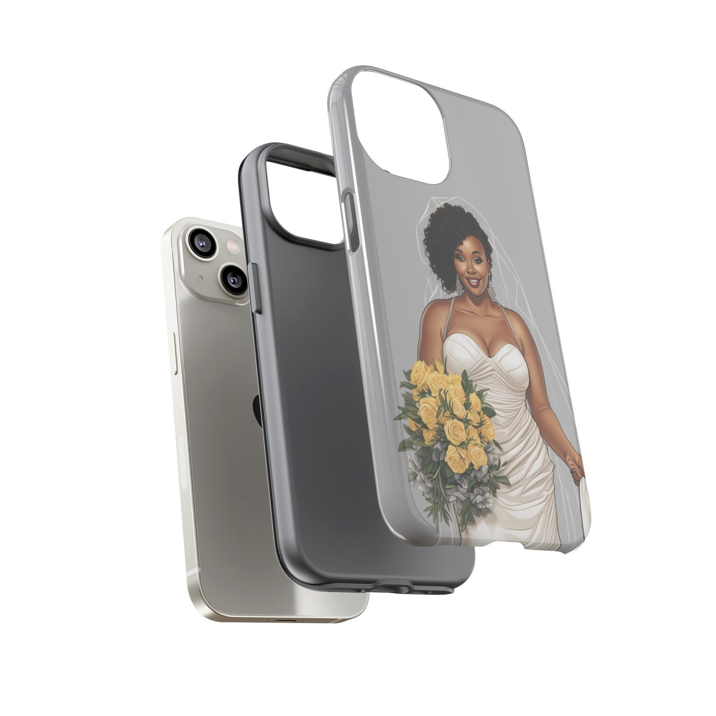 iPhone 14, iPhone 14 Pro, iPhone 14 Plus, iPhone 14 Pro Max Tough Cases African American Bride Black bride wedding Dress Wedding Gown
