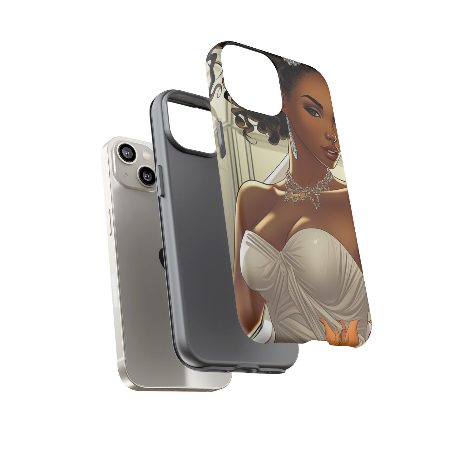 iPhone 14, iPhone 14 Pro, iPhone 14 Plus, iPhone 14 Pro Max Tough Cases African American Bride Black bride wedding Dress Wedding Gown
