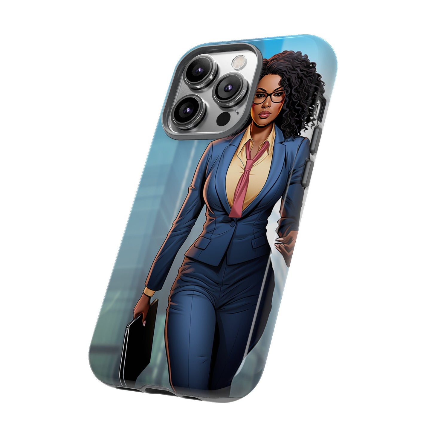 iPhone 14, iPhone 14 Pro, iPhone 14 Plus, iPhone 14 Pro Max Tough Cases African American Woman Business Woman Entrepreneur Superhero