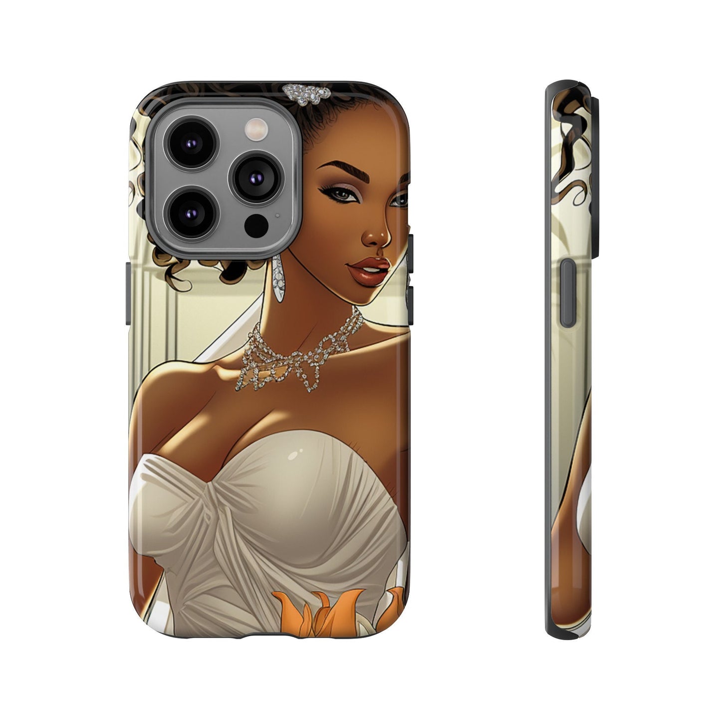 iPhone 14, iPhone 14 Pro, iPhone 14 Plus, iPhone 14 Pro Max Tough Cases African American Bride Black bride wedding Dress Wedding Gown