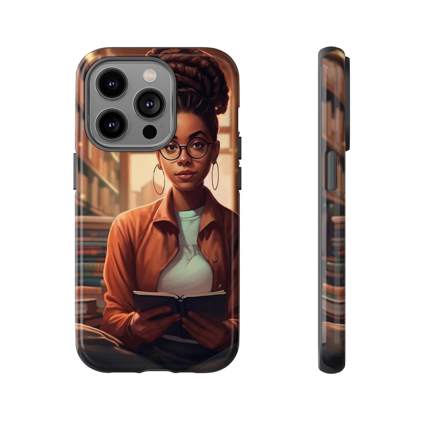 iPhone 14, iPhone 14 Pro, iPhone 14 Plus, iPhone 14 Pro Max Tough Cases African American Reader Woman Girl Book Dragon Power Reader